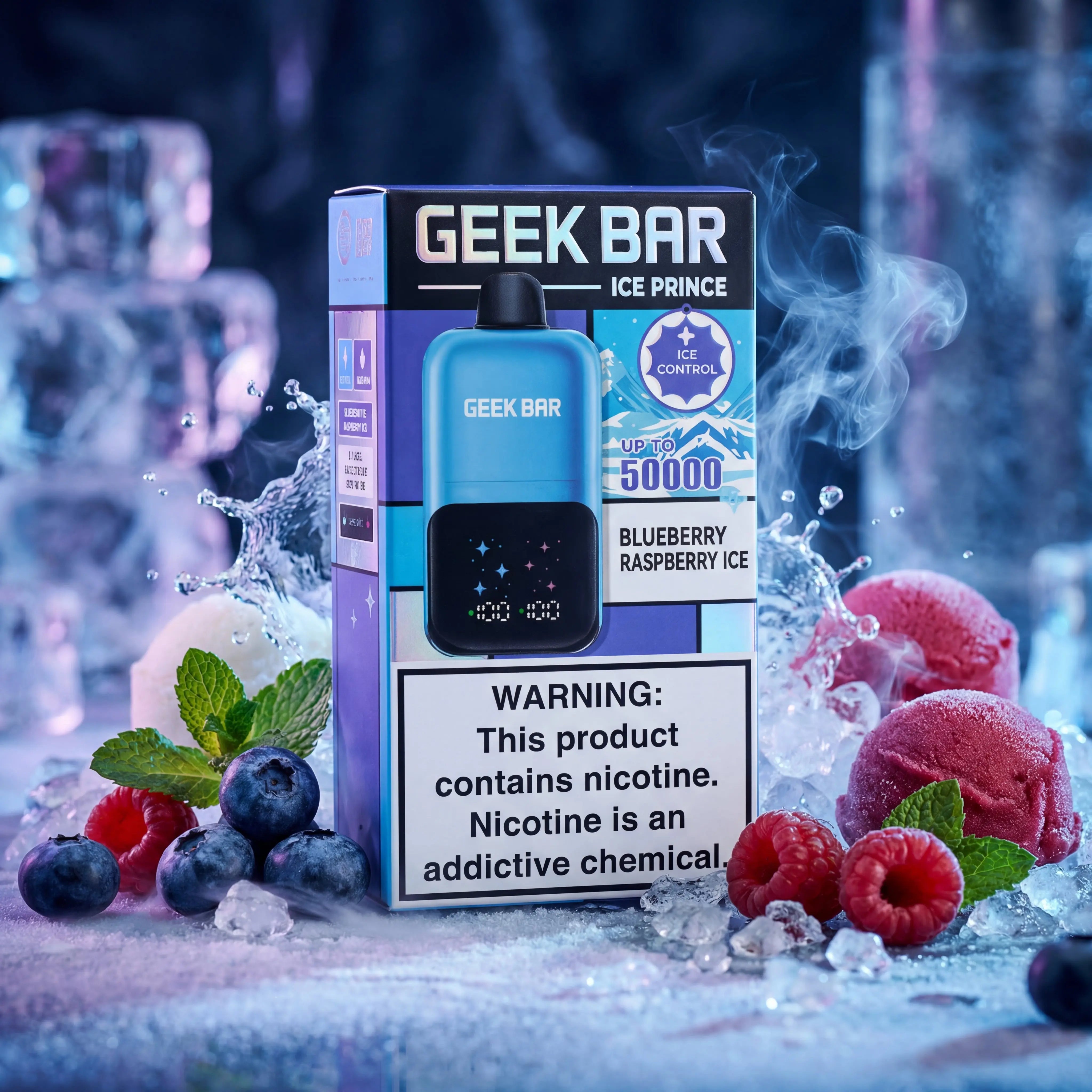 Geek Bar Ice Prince 50K Disposable | 30mL Dual Tank, 3-Level Ice Geek Bar Ice Prince 50K Disposable | 30mL Dual Tank, 3-Level Ice
