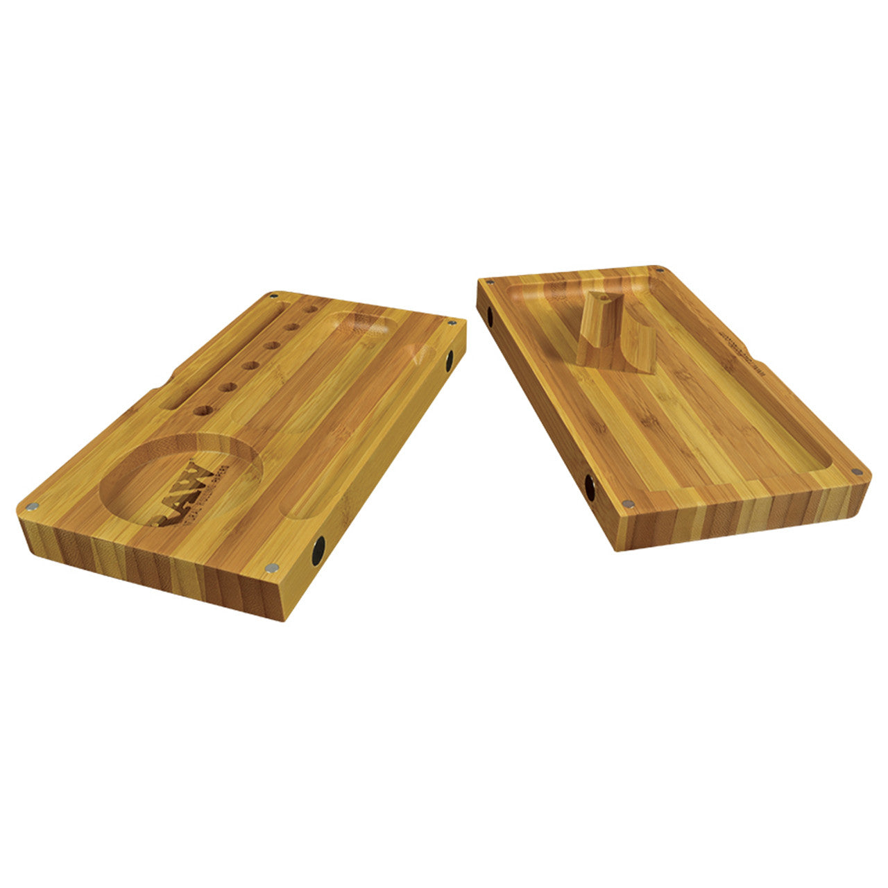 RAW Striped Bamboo Rolling Tray - Magnetic Flip