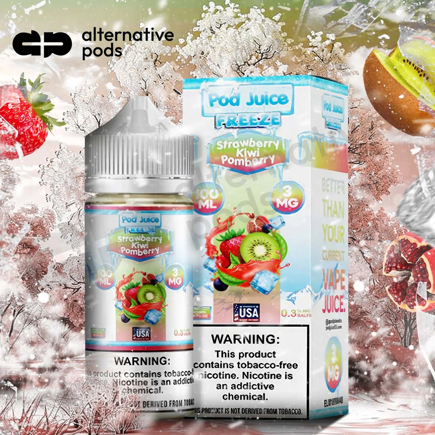 POD Juice Freeze Synthetic Nicotine E-Liquid 100ML - AlternativePods POD Juice Freeze Synthetic Nicotine E-Liquid 100ML - AlternativePods