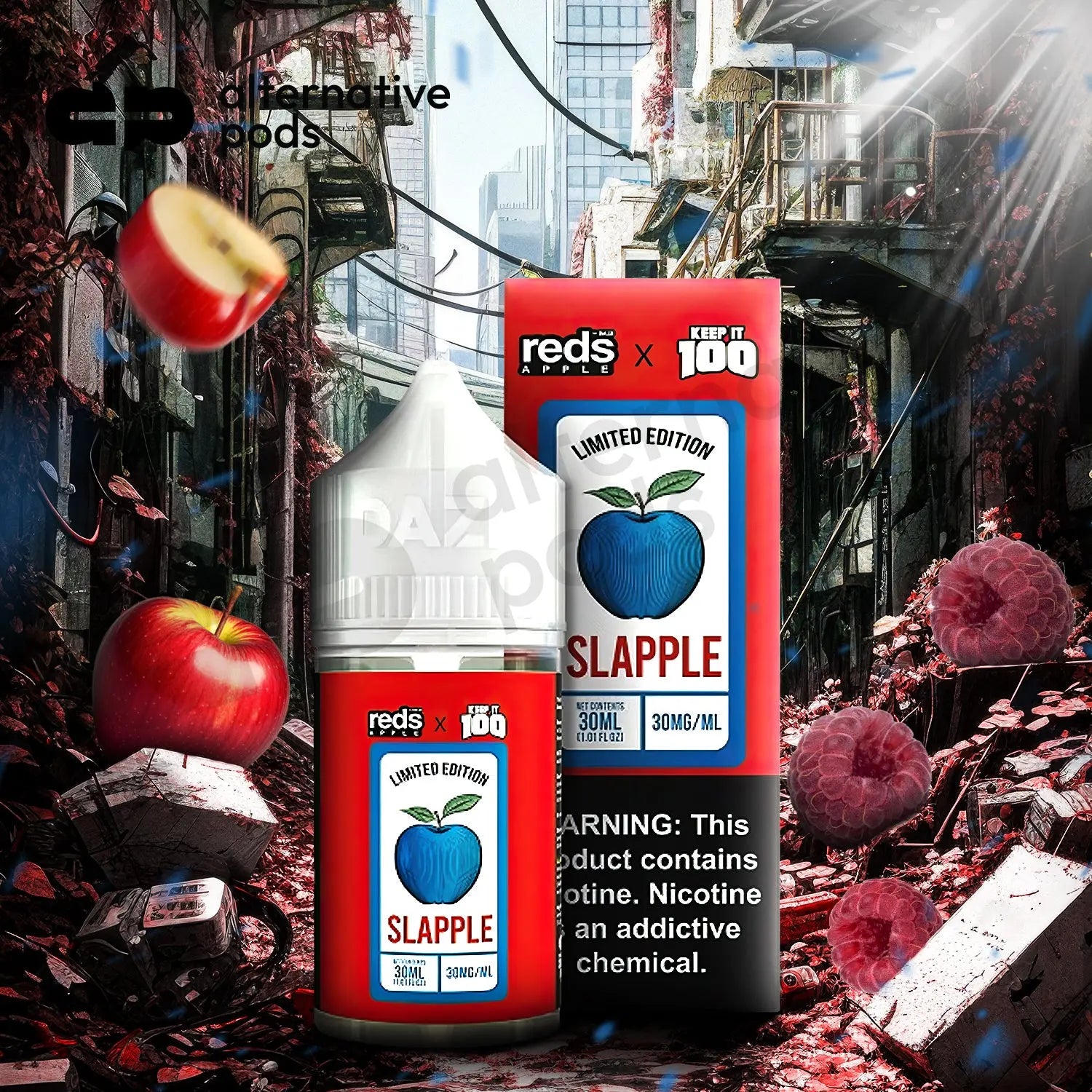 Reds Apple x Keep It 100 Limited Edition Nicotine Salt E-Liquid By 7 D Reds Apple x Keep It 100 Limited Edition Nicotine Salt E-Liquid By 7 D
