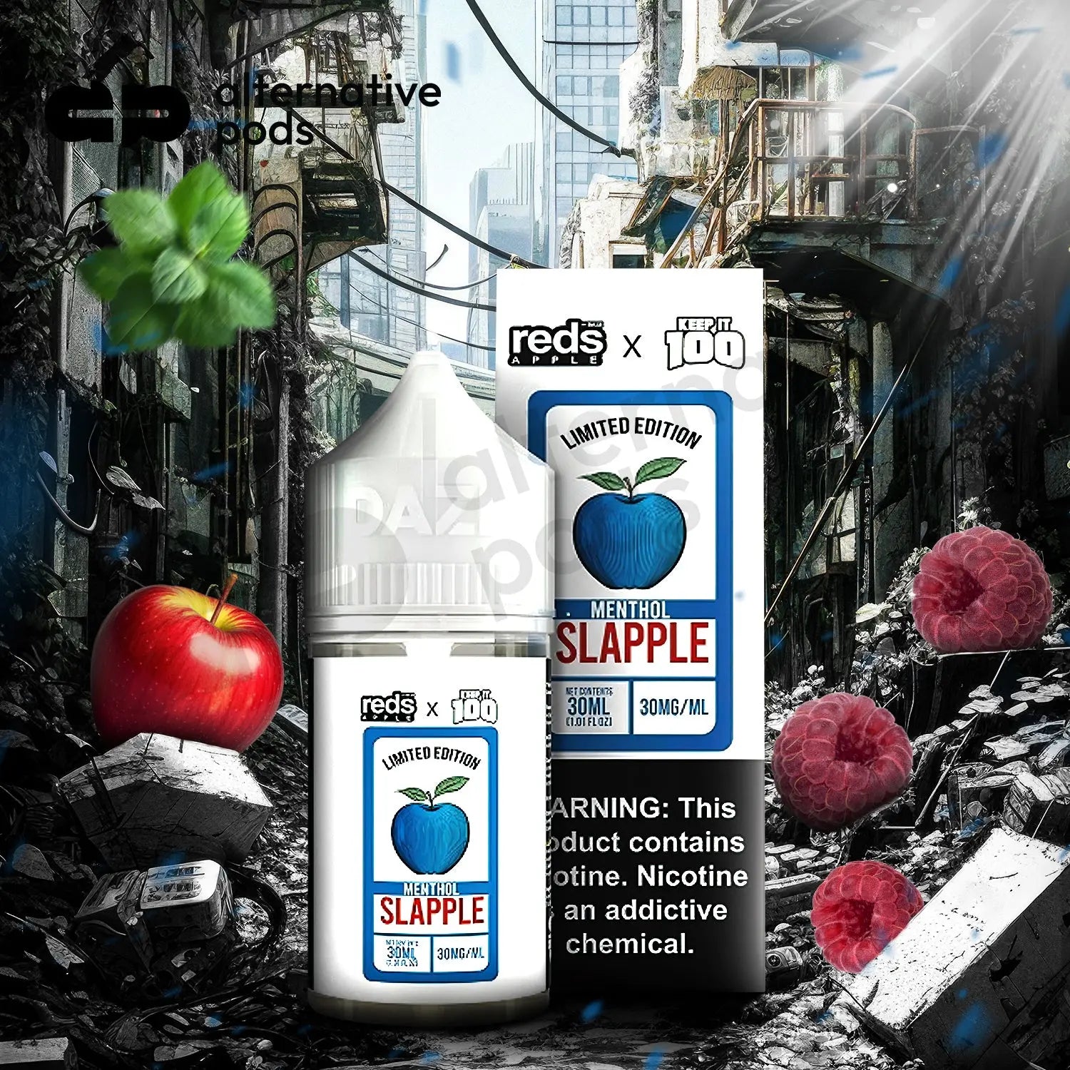 Reds Apple x Keep It 100 Limited Edition Nicotine Salt E-Liquid By 7 D Reds Apple x Keep It 100 Limited Edition Nicotine Salt E-Liquid By 7 D