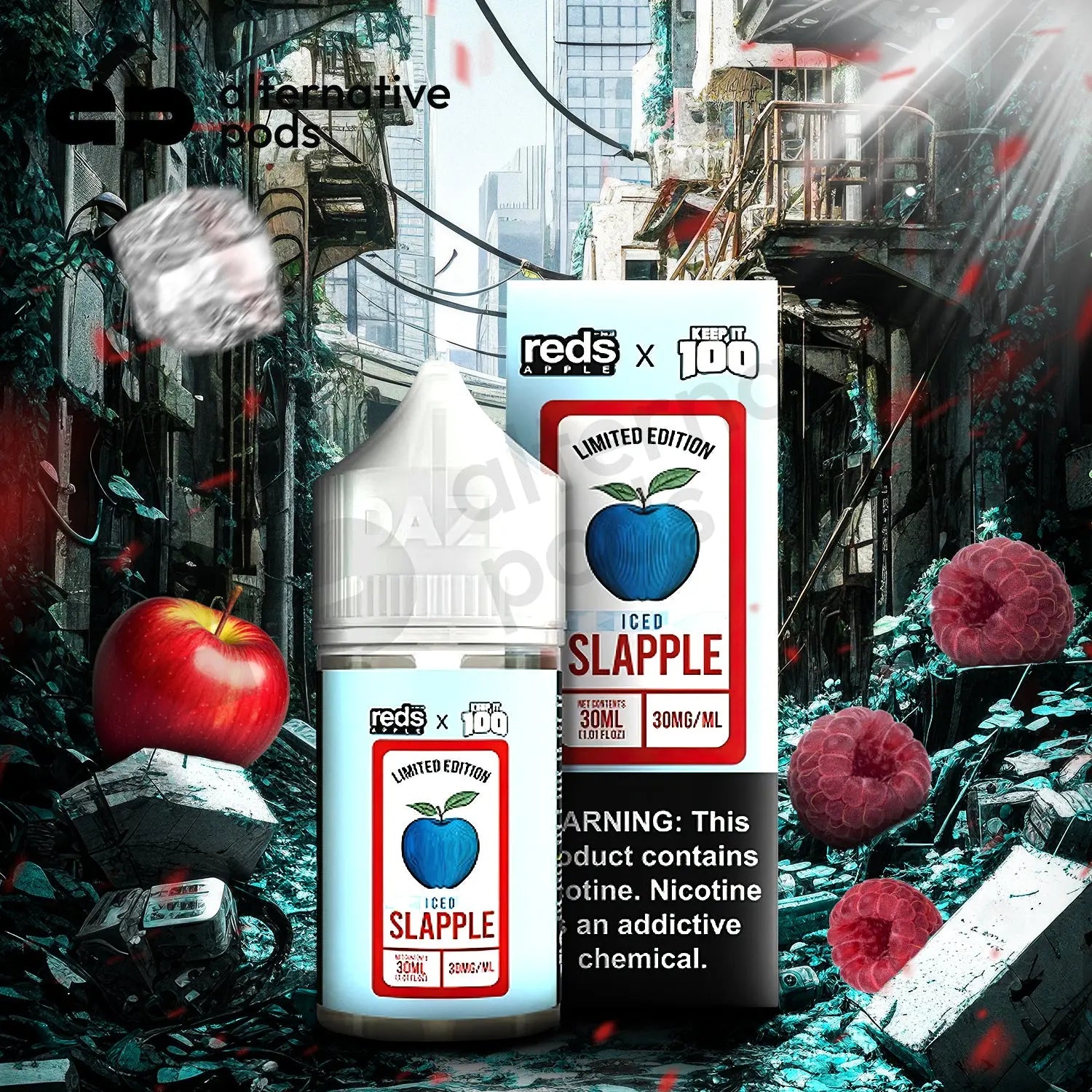 Reds Apple x Keep It 100 Limited Edition Nicotine Salt E-Liquid By 7 D Reds Apple x Keep It 100 Limited Edition Nicotine Salt E-Liquid By 7 D