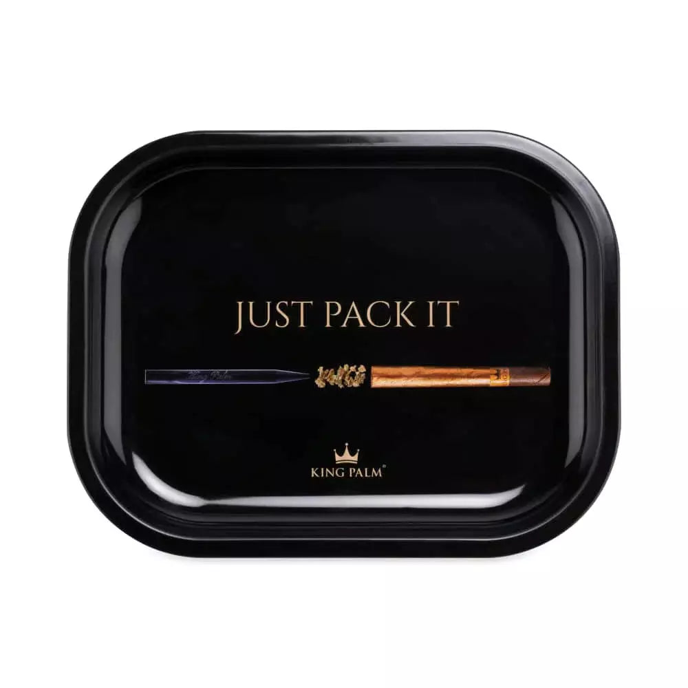 King Palm Rolling Tray - Small - Multiple Designs Just Pack it - Black