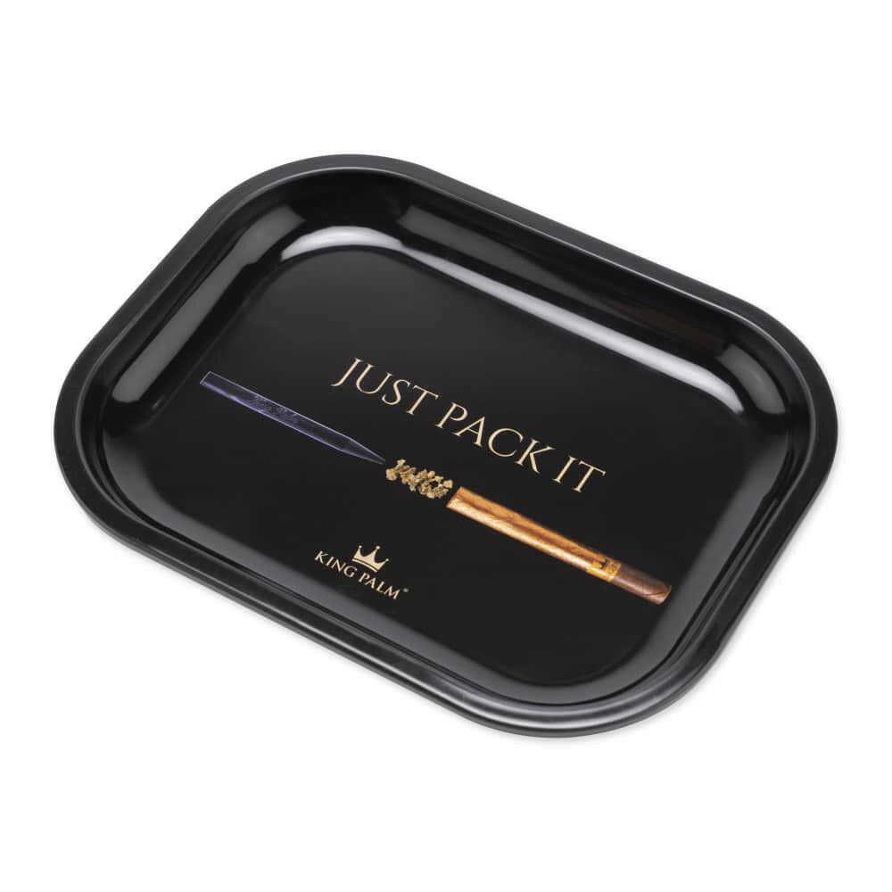 King Palm Rolling Tray - Small - Multiple Designs Just Pack it - Black