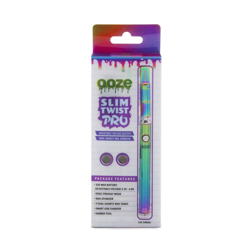 Ooze Slim Twist Pro CBD Vape Battery Rainbow