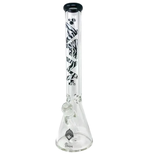 AFM GLASS - THE ZEBRA B&W 9MM BEAKER - 18" Overview