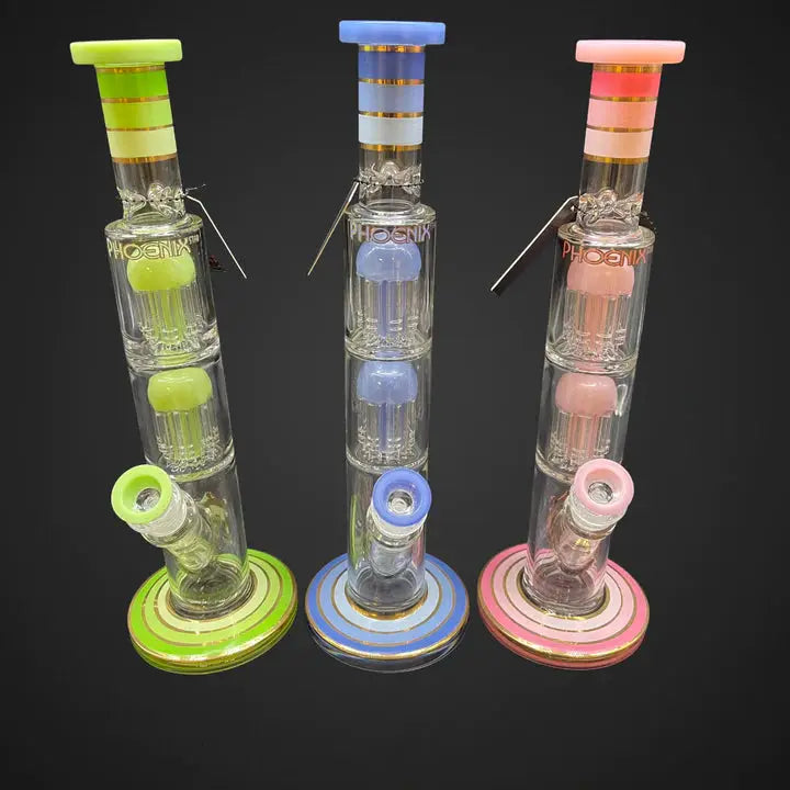 Unveiling the Phoenix Glass 14" Percolator Straight Tube Double 8 Arms Percs