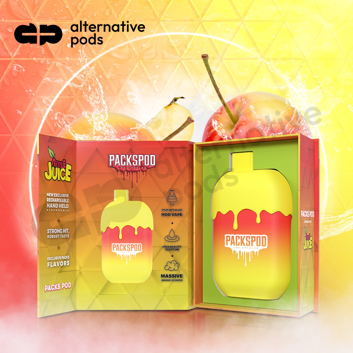Packspod 5000 Puffs Rechargeable Disposable Device - Apple Juice
