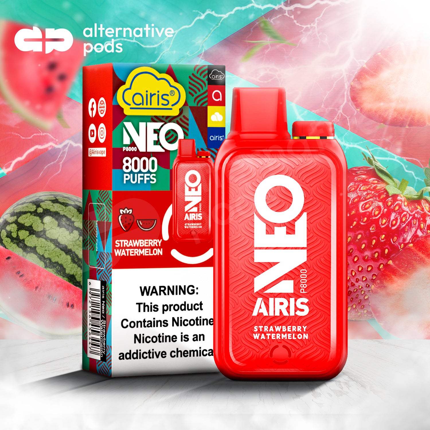 AIRIS NEO P8000 Disposable Vape - Strawberry Watermelon