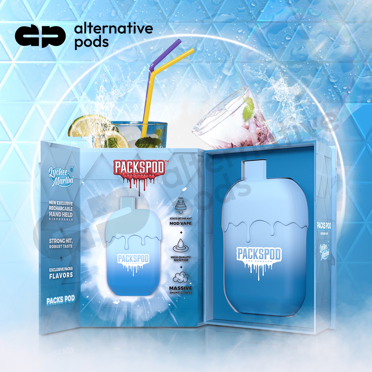 Packspod 5000 Puffs Rechargeable Disposable Device-Lychee Martini