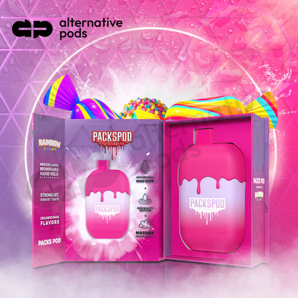 Packspod 5000 Puffs Rechargeable Disposable Device-Rainbow Candy