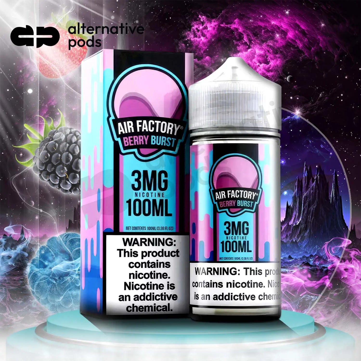 AIR FACTORY Synthetic Nicotine E-Liquid 100ML - Berry Burst 