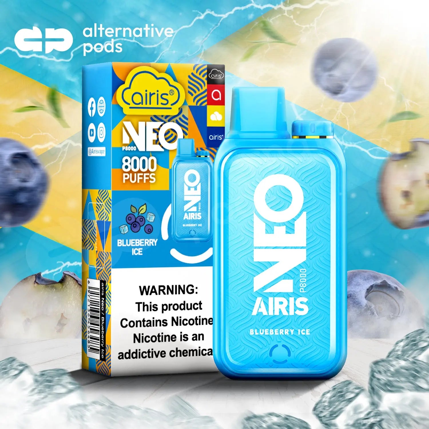 AIRIS NEO P8000 Disposable Vape - Blueberry Ice 