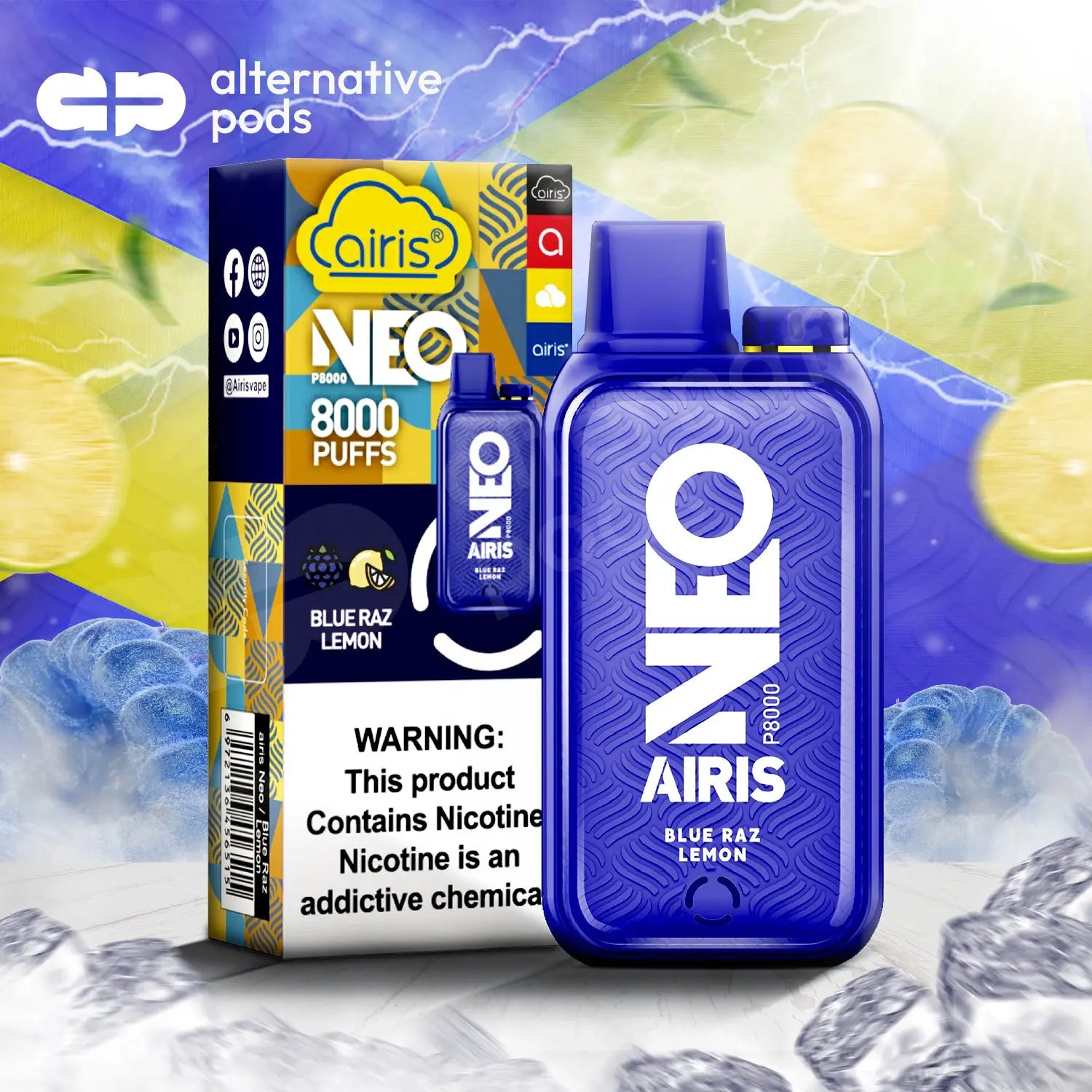 AIRIS NEO P8000 Disposable Vape - Blue Raz Lemon 
