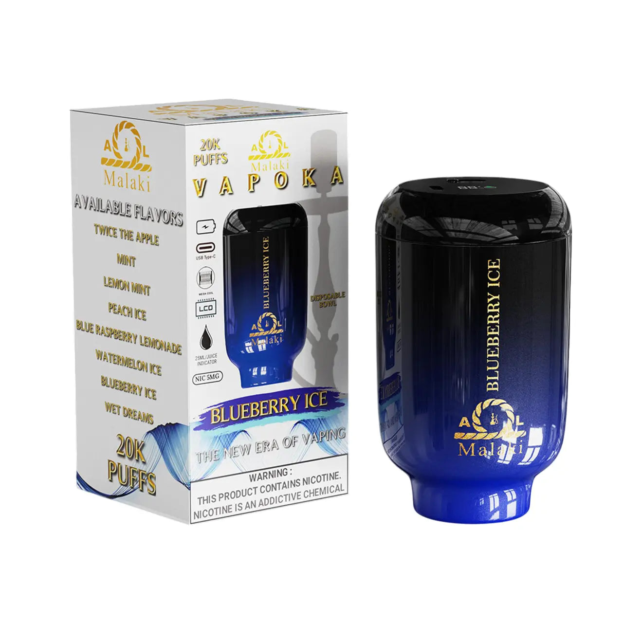 AL Malaki Vapoka Hookah Disposable 20K  - Blueberry Ice 