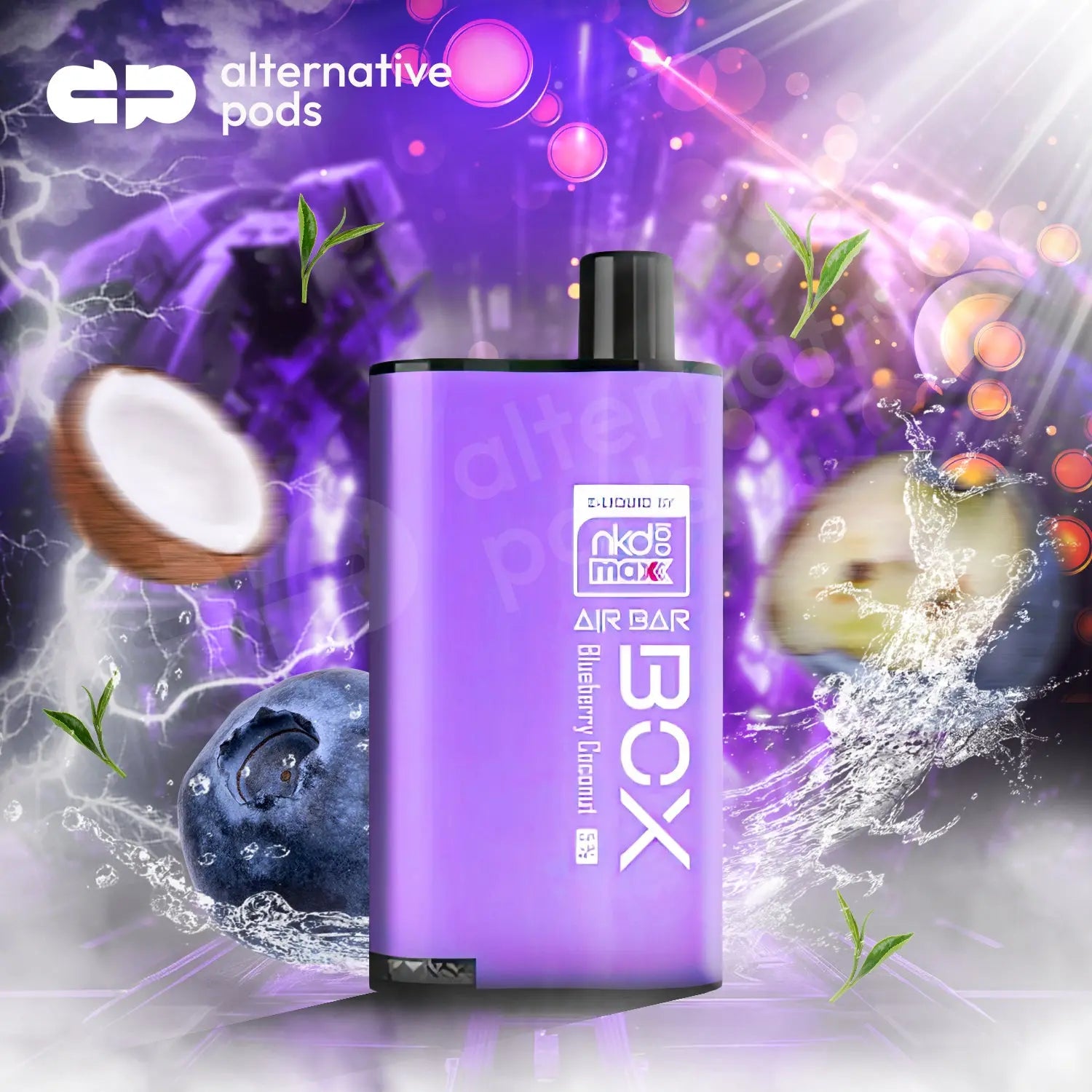 Air Bar Box & NKD100 Max Disposable Vape Air Bar - Blueberry Coconut 
