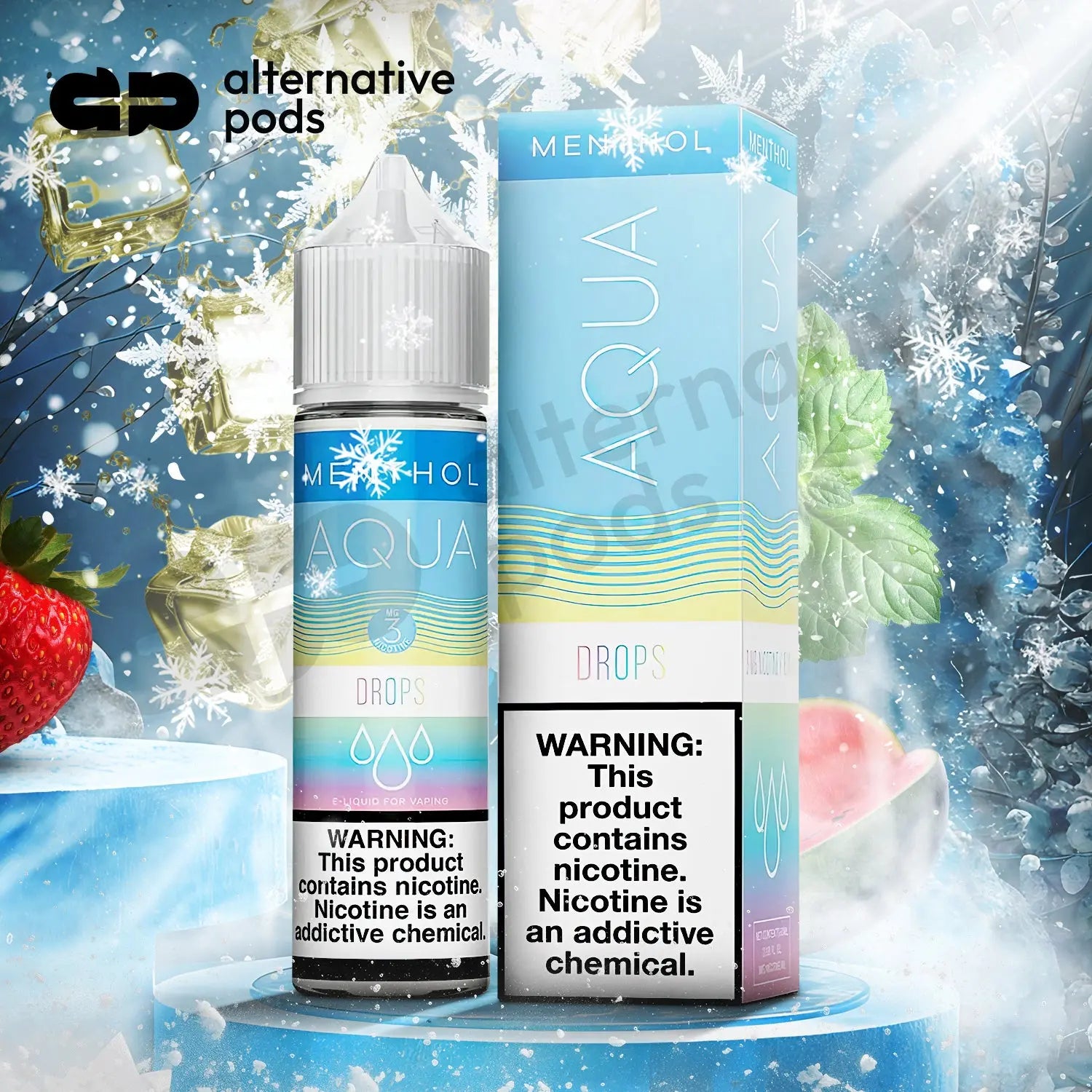 Aqua Menthol Collection Synthetic Nicotine E-Liquid By Marina Vape 60ML - Drops 