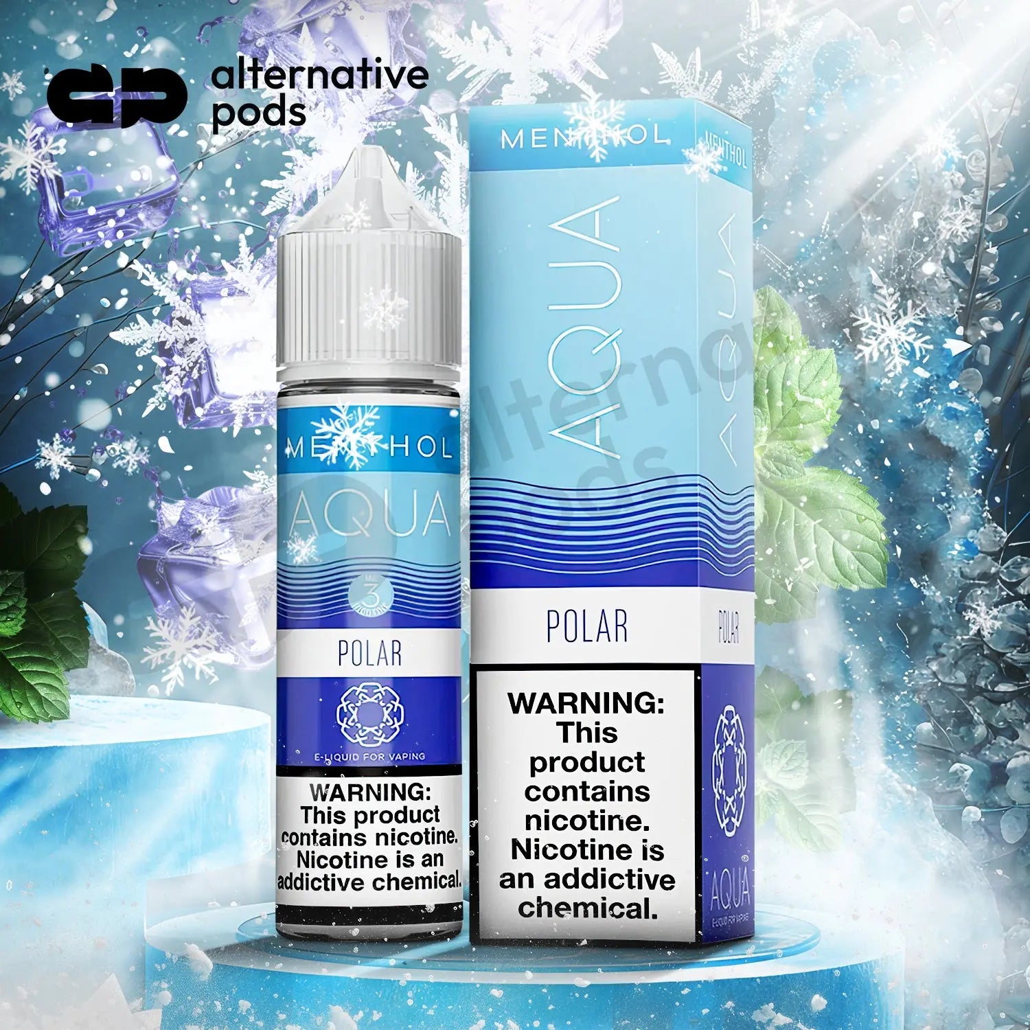 Aqua Menthol Collection Synthetic Nicotine E-Liquid By Marina Vape 60ML - Polar 