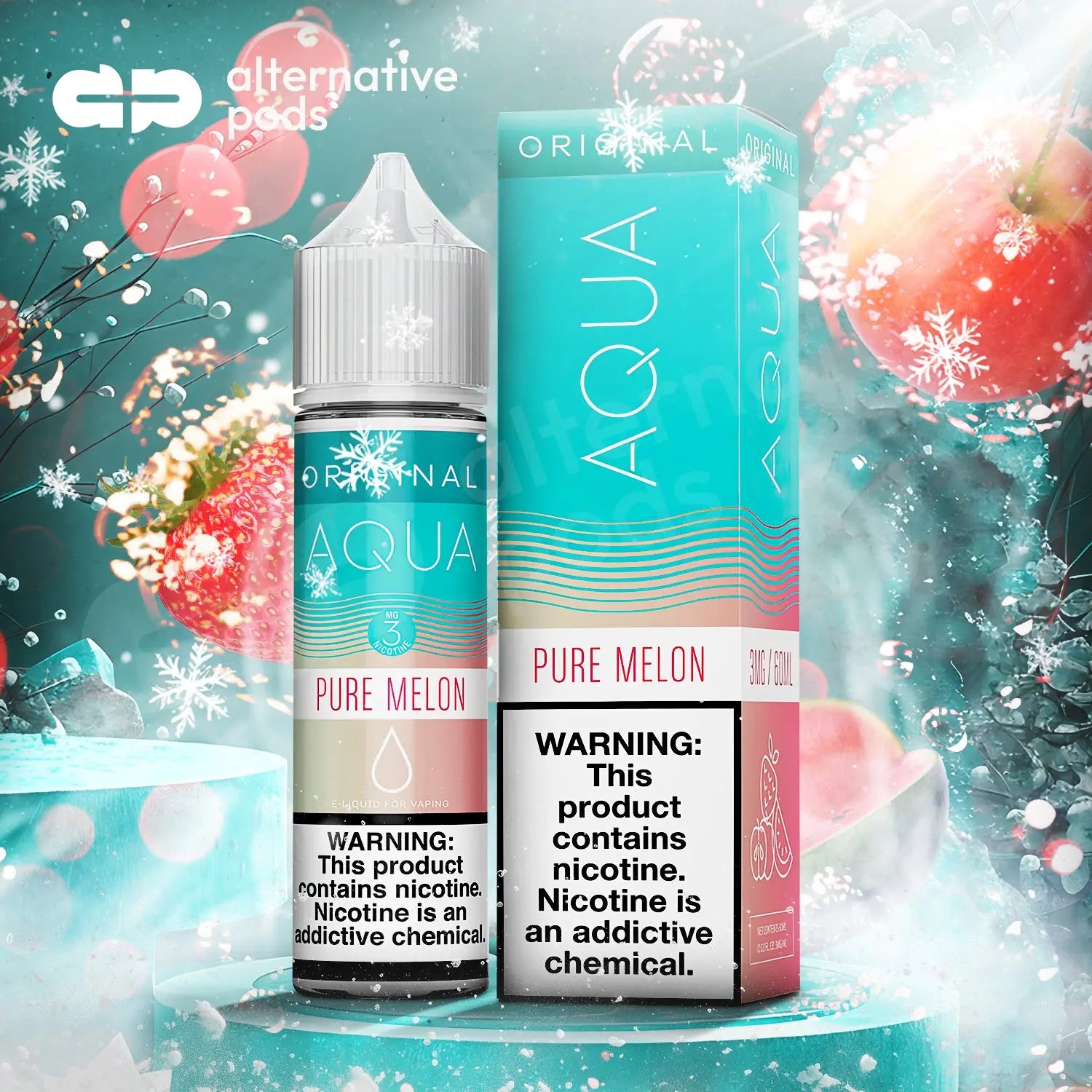 Aqua Synthetic Nicotine E-Liquid By Marina Vape 60ML - Pure Melon 
