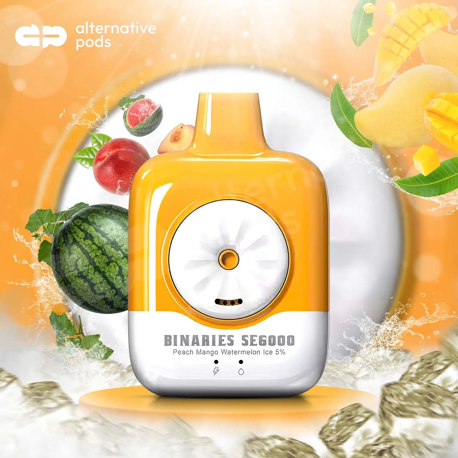 BINARIES SE6000 Disposable Vape - Peach Mango Watermelon Ice 