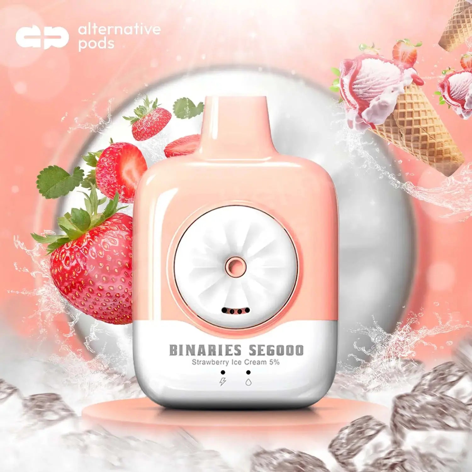 BINARIES SE6000 Disposable Vape - Strawberry Ice Cream 