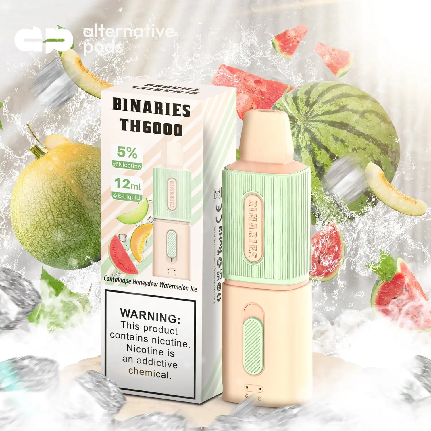 BINARIES TH6000 Disposable Vape - Cantaloupe Honeydew Watermelon Ice 