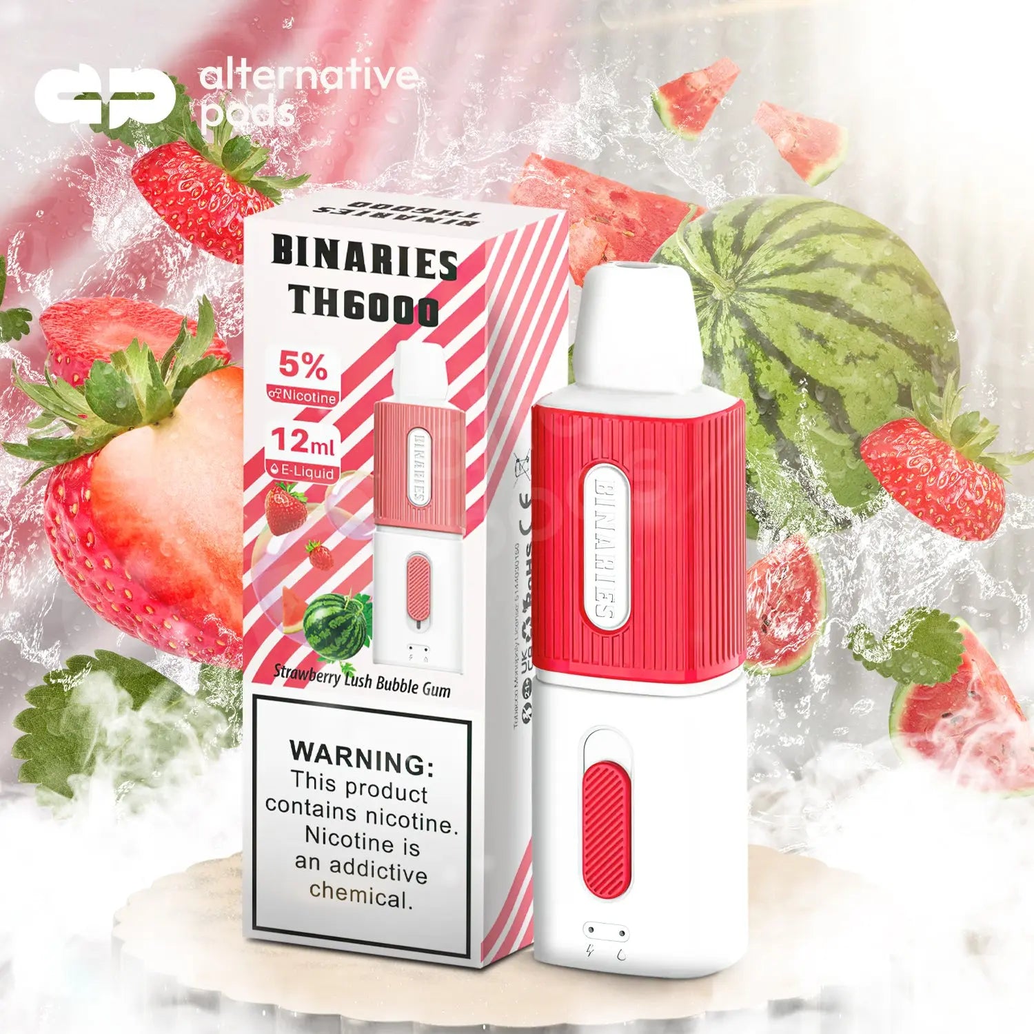 BINARIES TH6000 Disposable Vape - Strawberry Luah Bubble Gum 