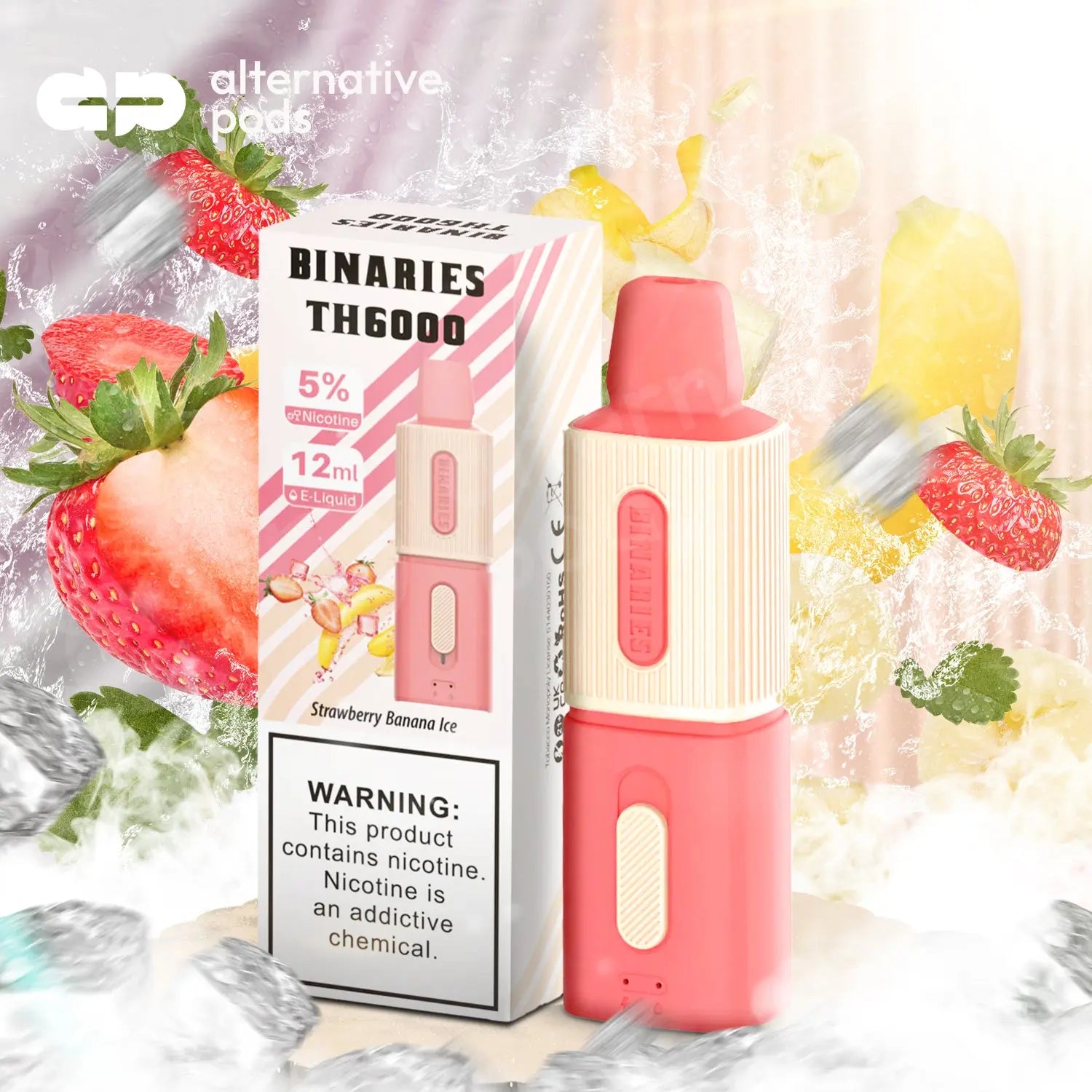 BINARIES TH6000 Disposable Vape - Strawberry Banana Ice 