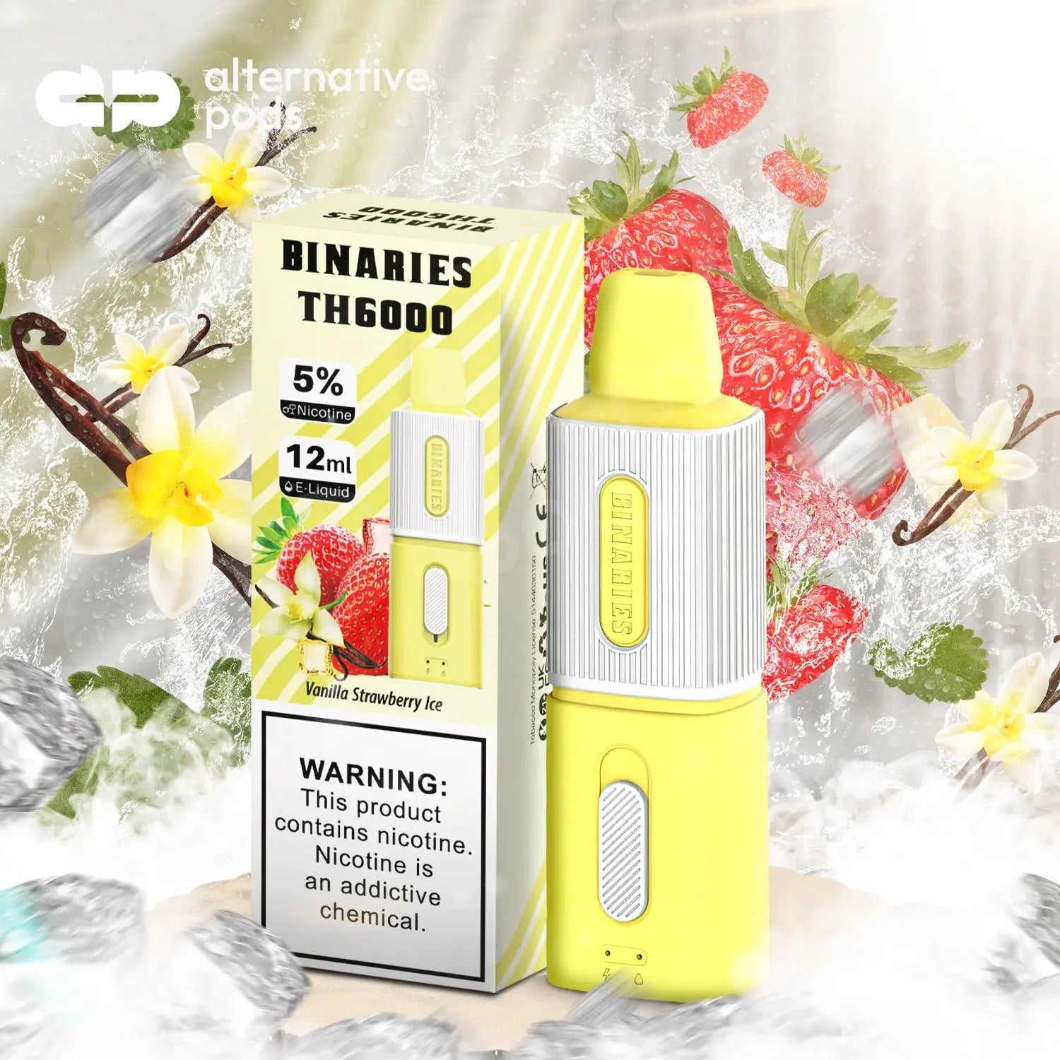 BINARIES TH6000 Disposable Vape - Vanilla Strawberry Ice 