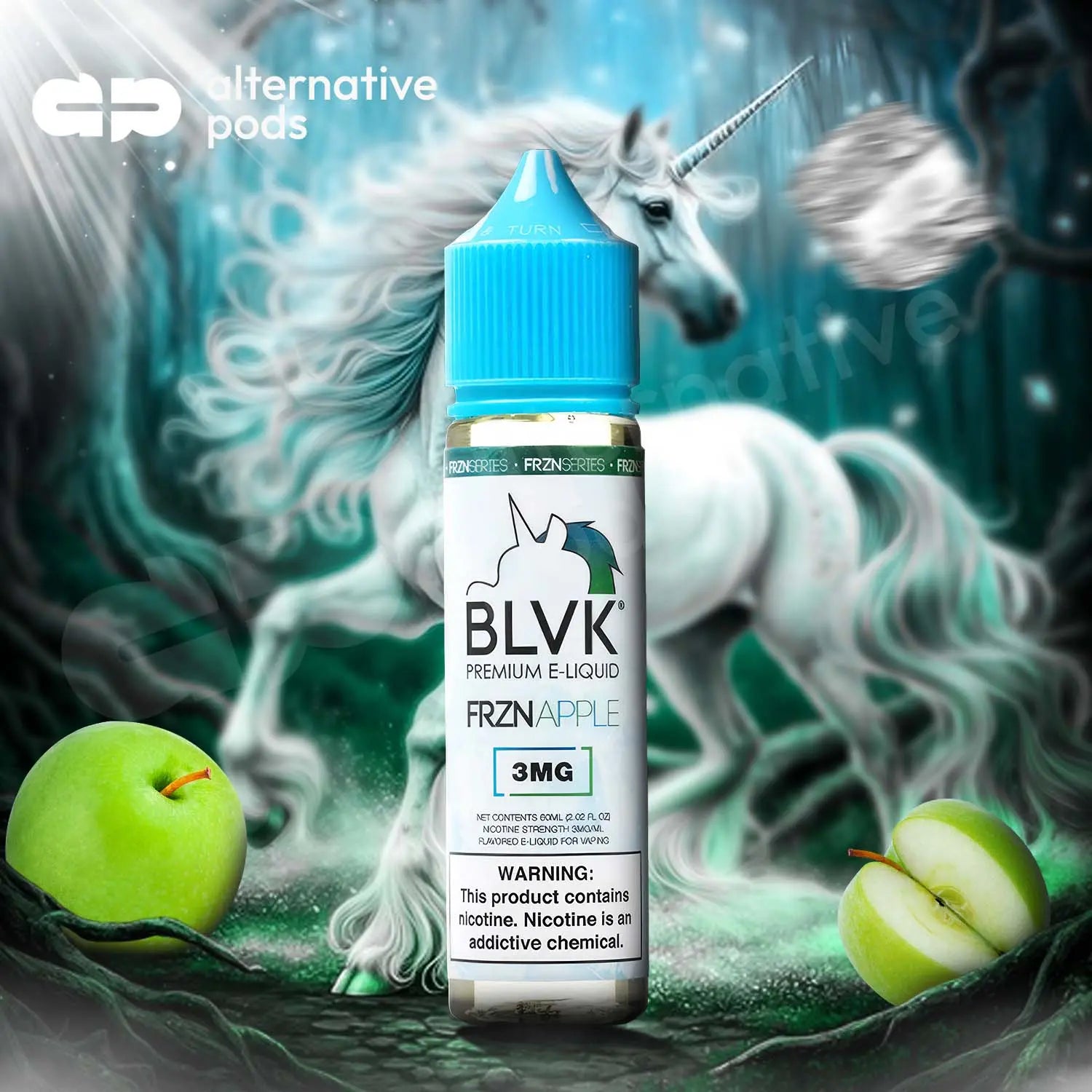 BLVK FRZN Synthetic Nicotine E-Liquid 60ML - FRZN Apple 
