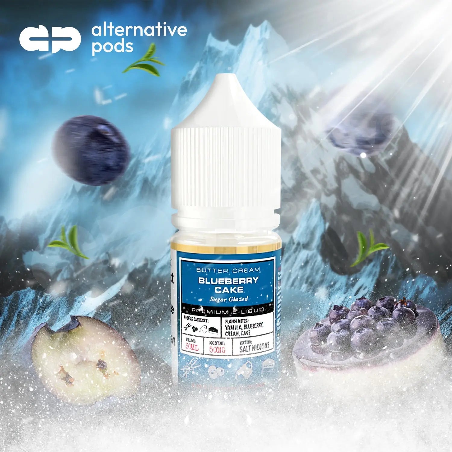 BSX Series Nicotine Salt E-Liquid By Glas 30ML - TFN BSX Vapor - Blueberry Cake 