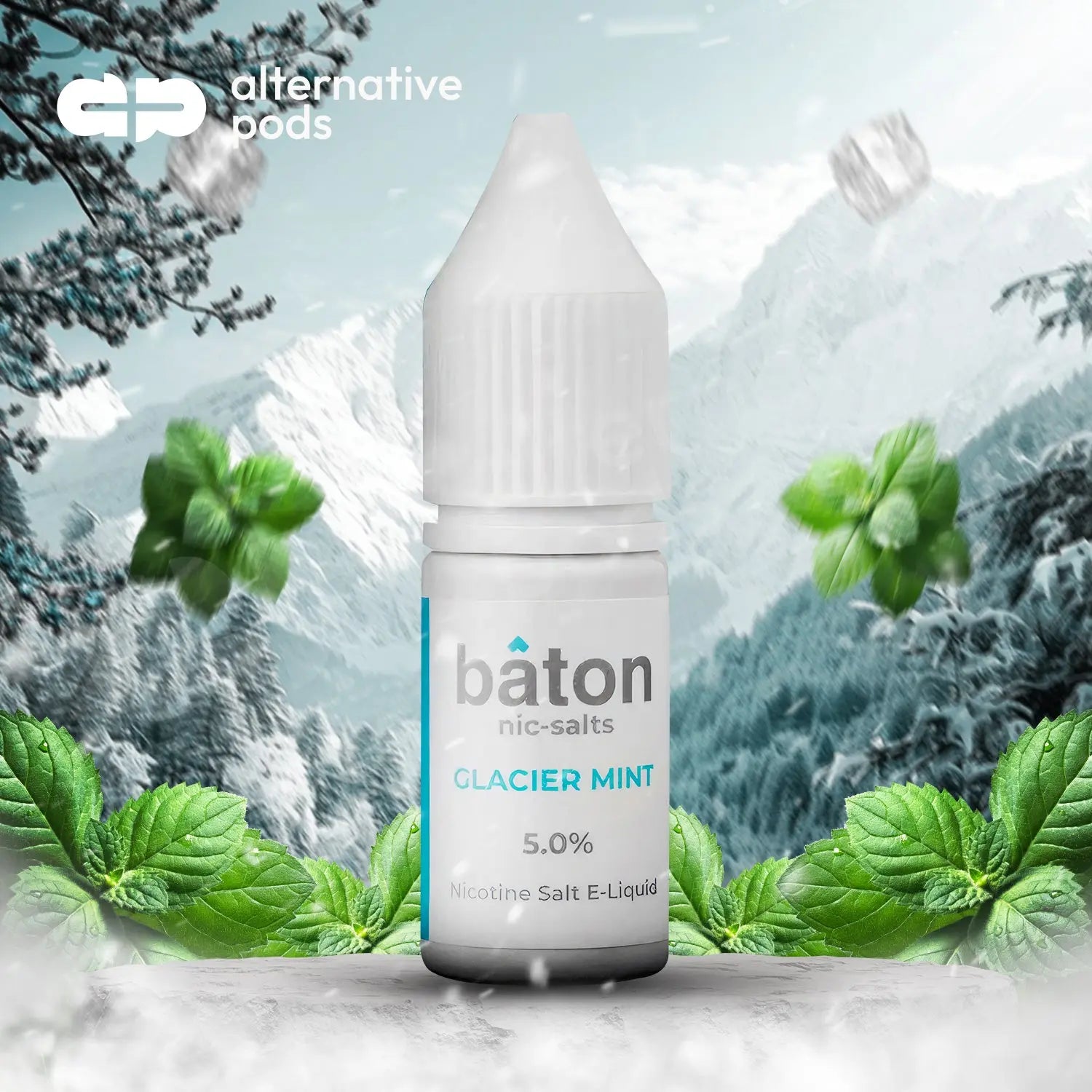 Baton Nic-Salts Nicotine Salt E-Liquid 10ML - Clacier Mint 