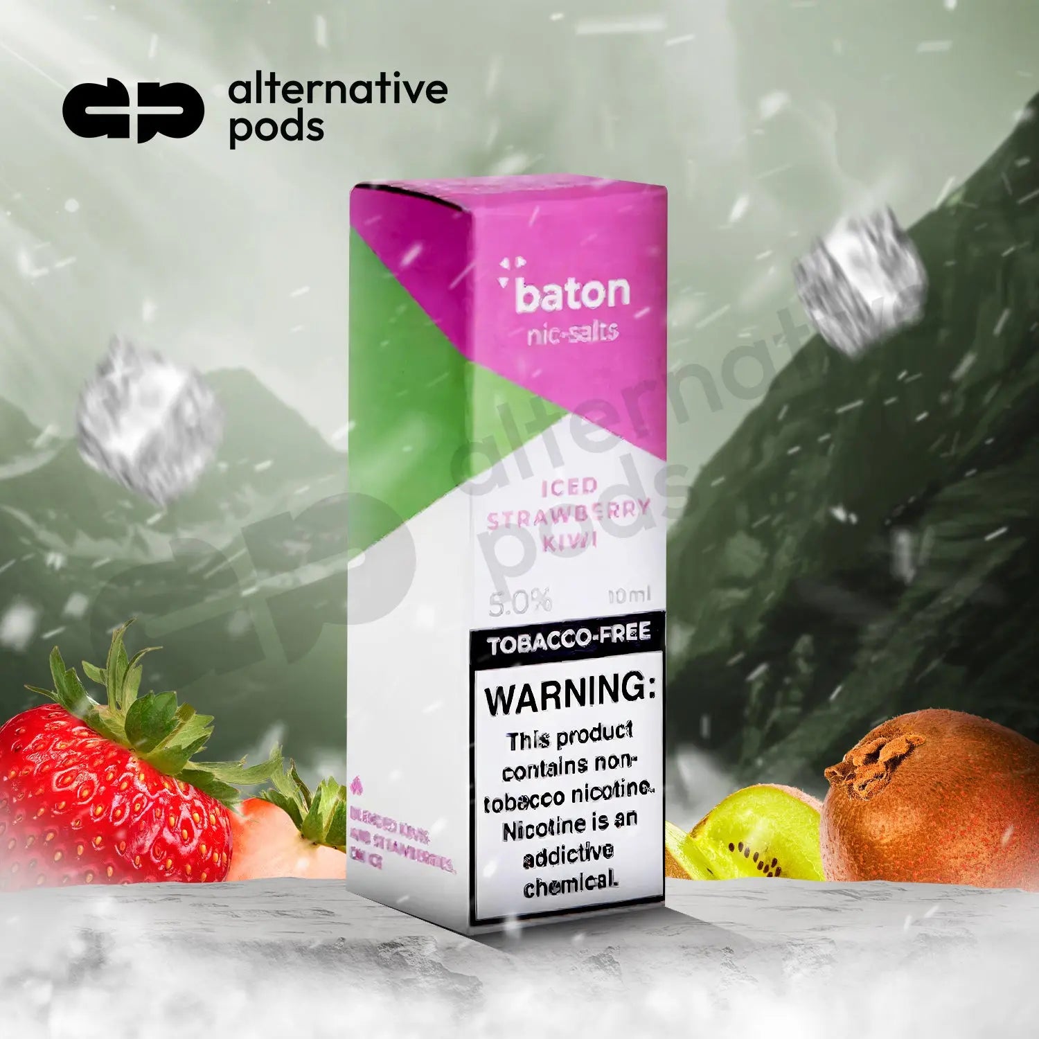 Baton Nic Salts Synthetic Nicotine Salt E-Liquid 10ML - Iced Strawberry Kiwi 