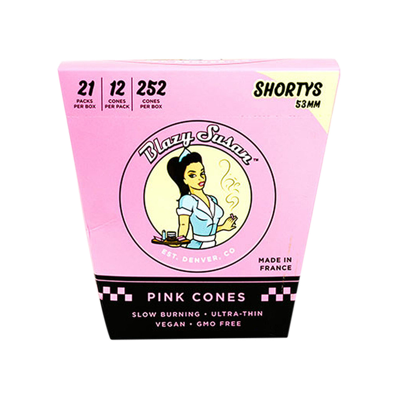 Blazy Susan Pink 53mm Pre-Roll Cones Shortys (12ct)