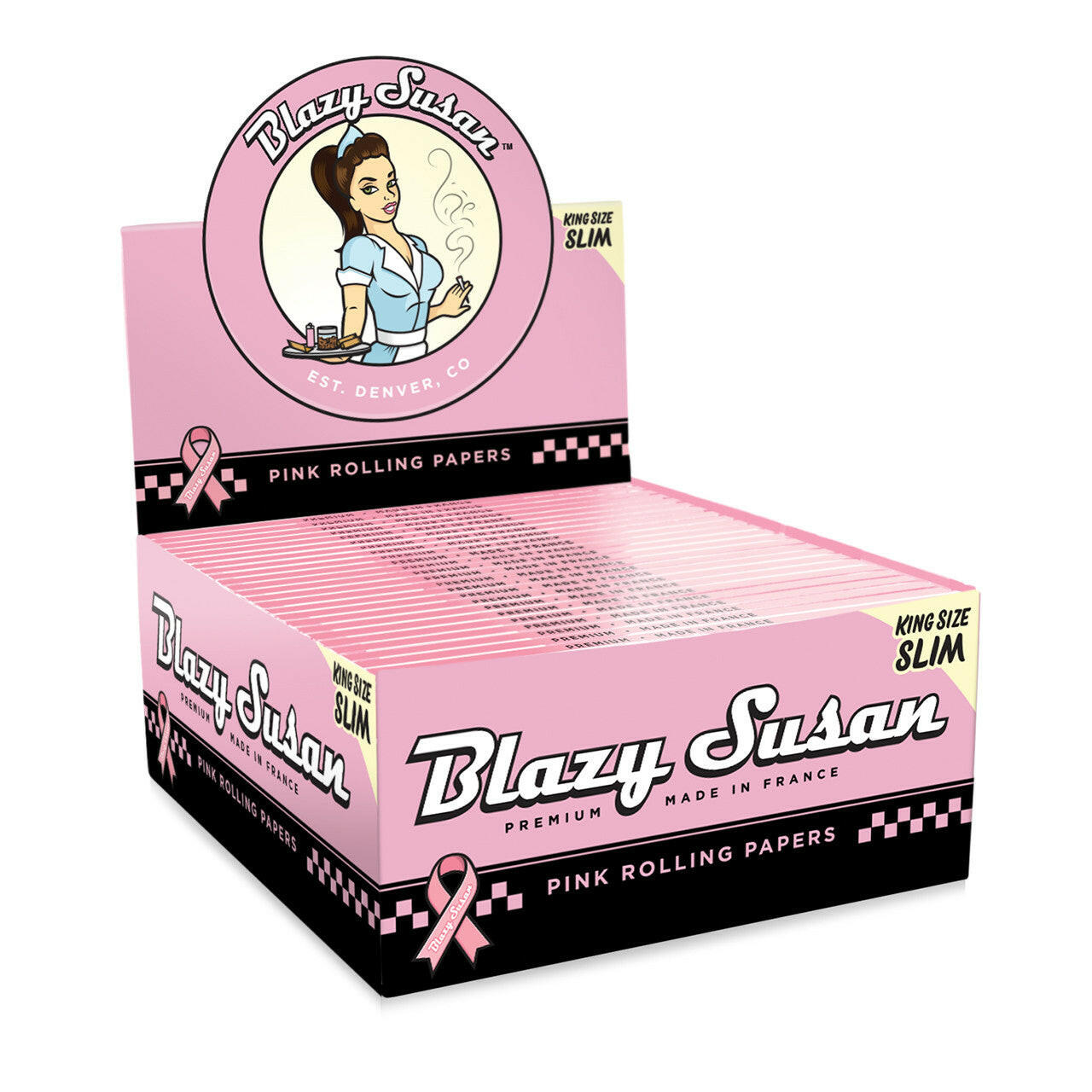Blazy Susan Pink King Size Slim Rolling Papers (50ct)