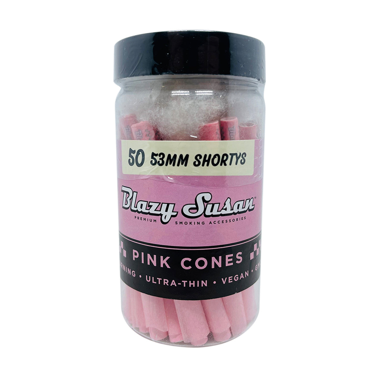Blazy Susan  Pink 53mm Pre-Roll Cones Shortys - Jar of 50