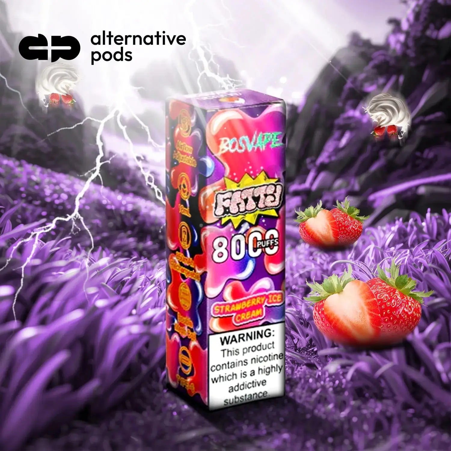 BosVape Fatty 8000 Puffs Disposable Vape - Strawberry Ice Cream 