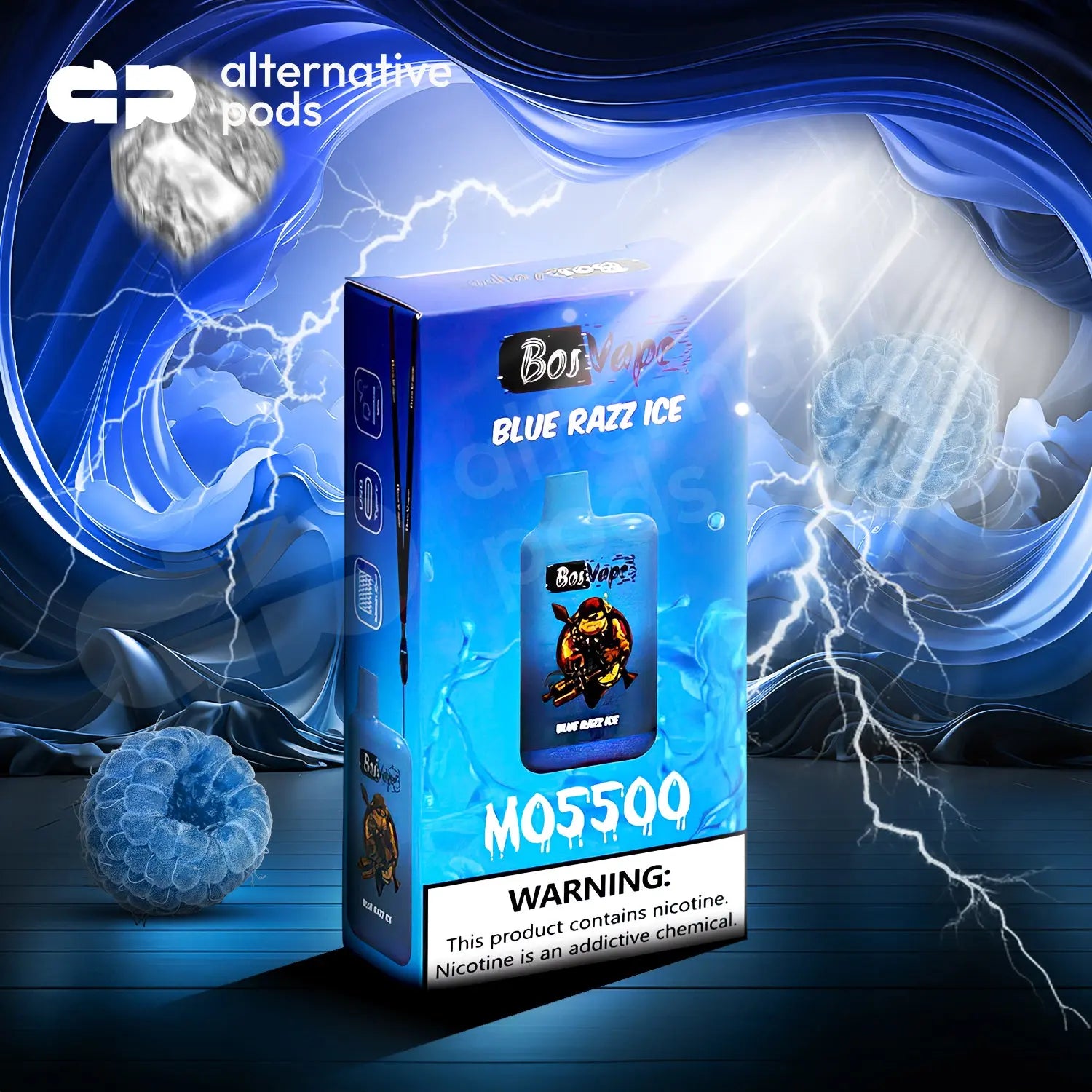 BosVape MO5500 Puffs Disposable Vape - Blue Razz Ice 