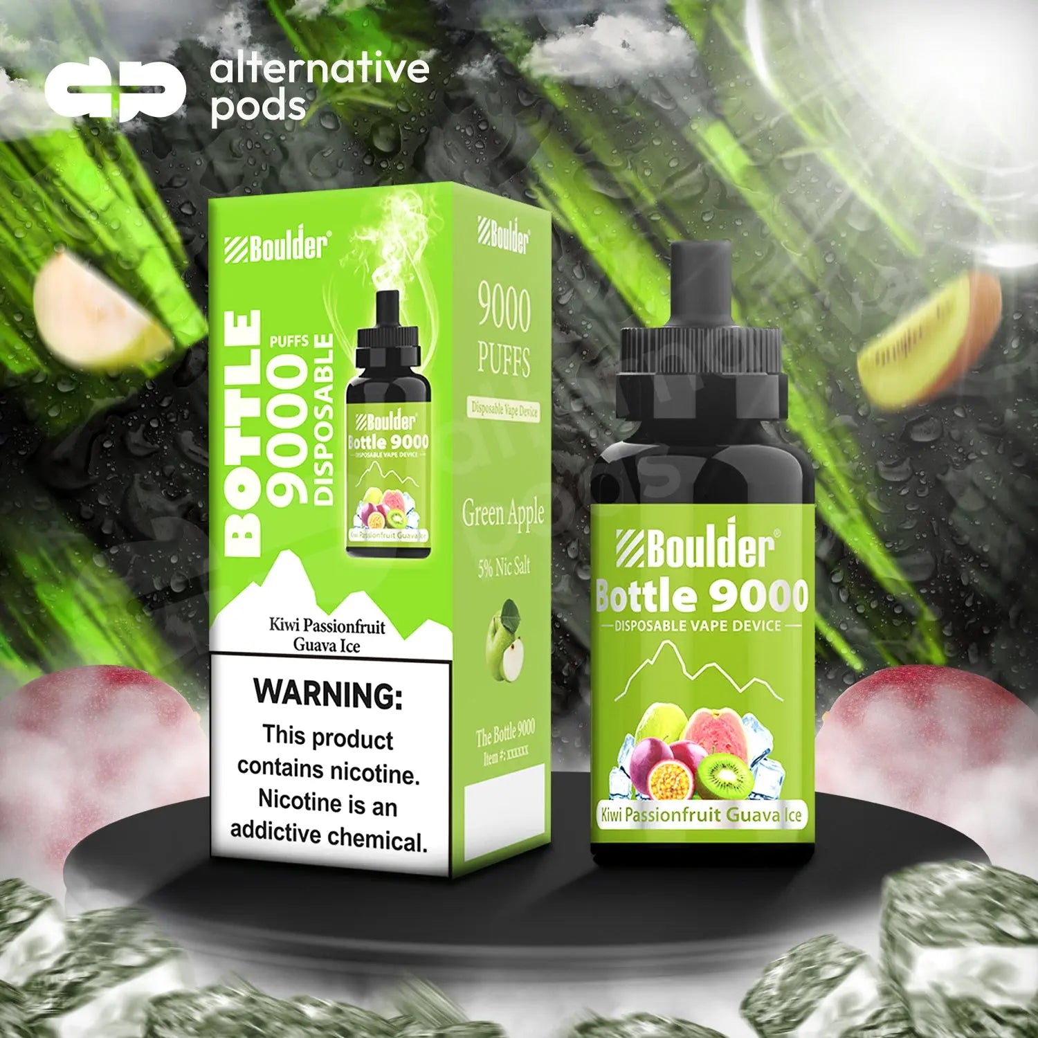 Boulder Bottle 9000 - Kiwi Passionfruit Guava Ice 