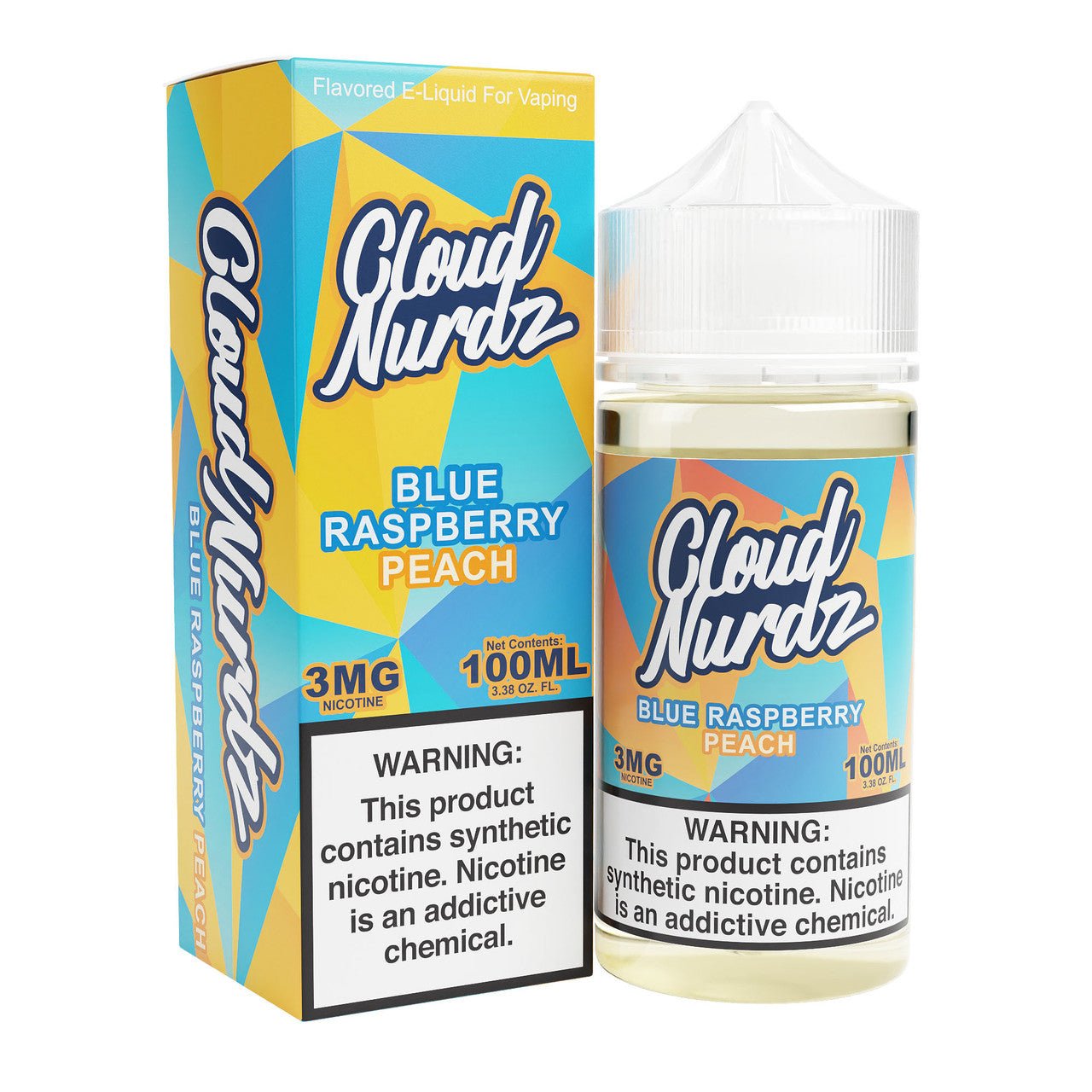 Cloud Nurdz Synthetic Nicotine E-Liquid 100ML Blue Rasperry Peach 