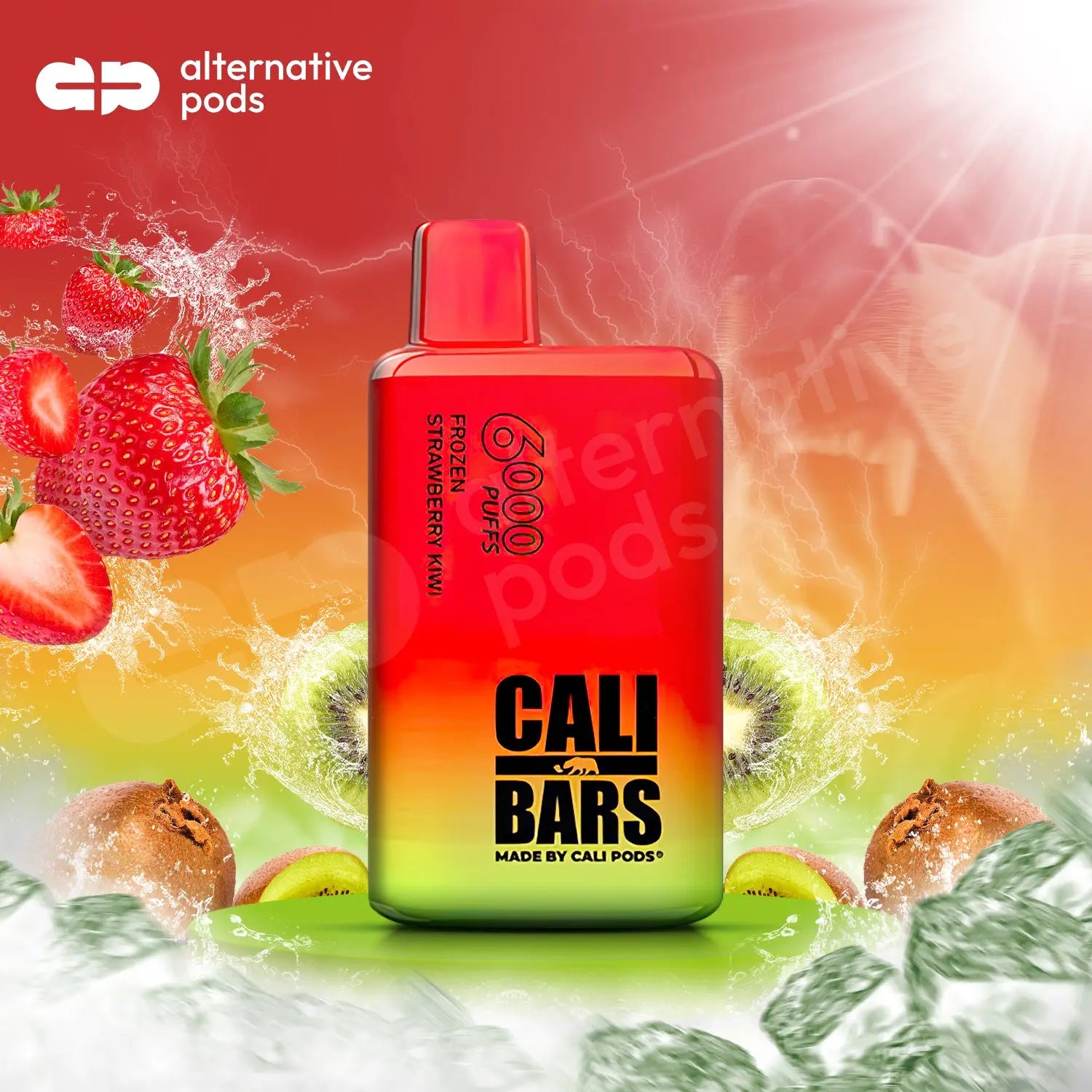 Cali Bars V2 6000 Disposable Vape - Frozen Strawberry Kiwi        