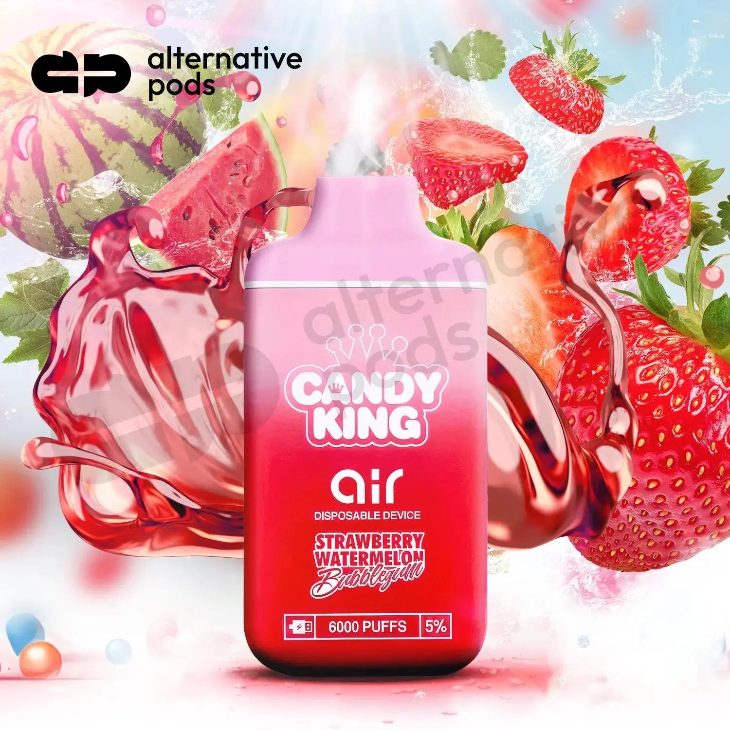 Candy King Air Disposable Vape 6000 Puffs 5% - Strawberry Watermelon Bubblegum 