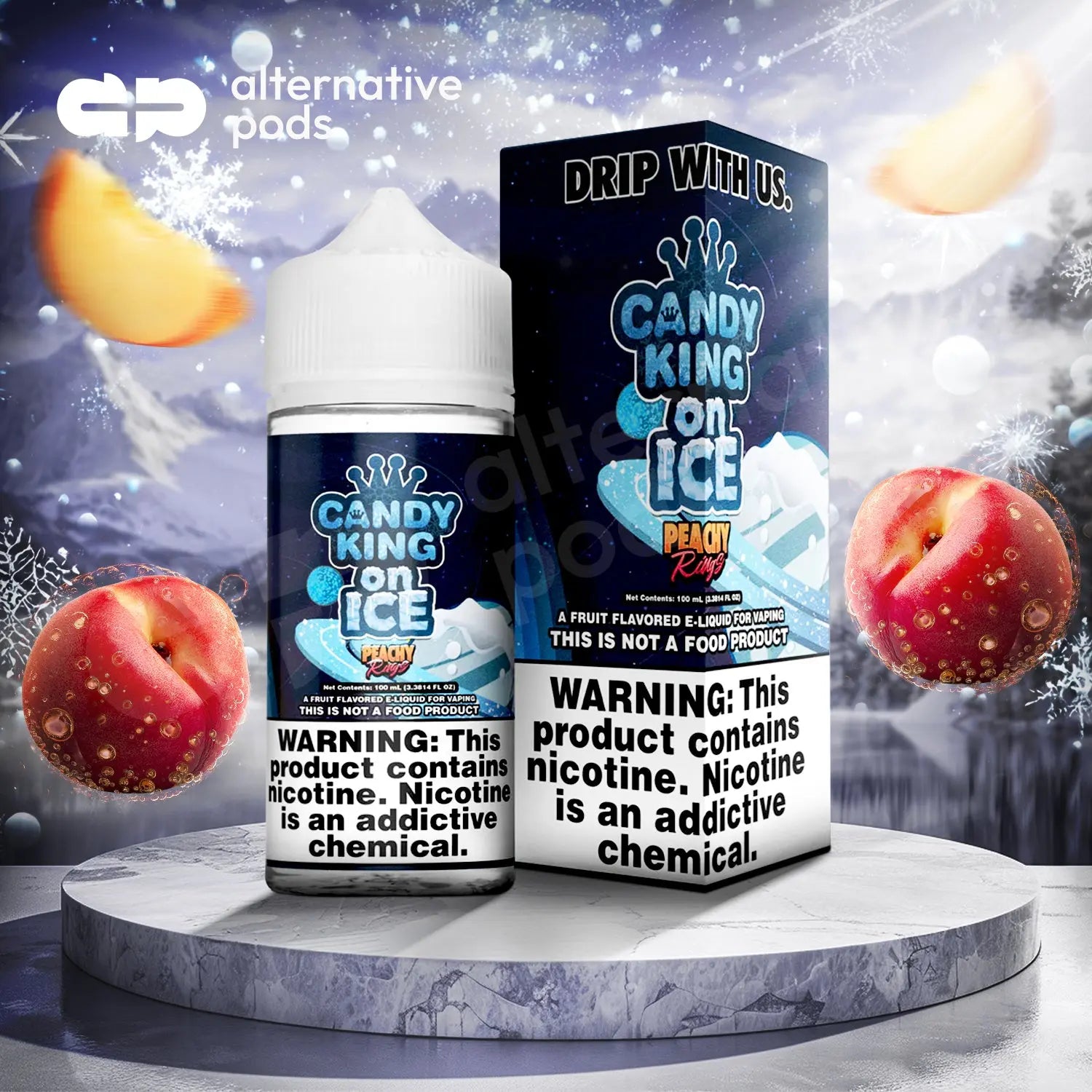 Candy King On Ice E-Liquid 100ML - Peachy Rings On Ice