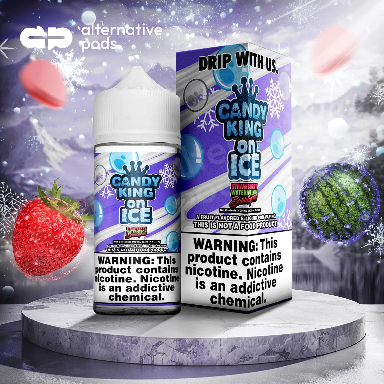 Candy King On Ice E-Liquid 100ML - Strawberry Watermelon Bubblegum On Ice