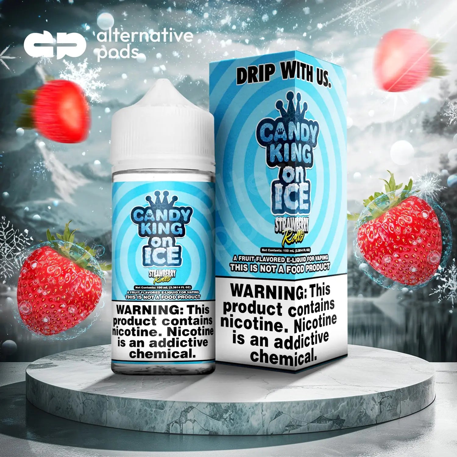 Candy King On Ice E-Liquid 100ML - Strawberry Rolls On Ice