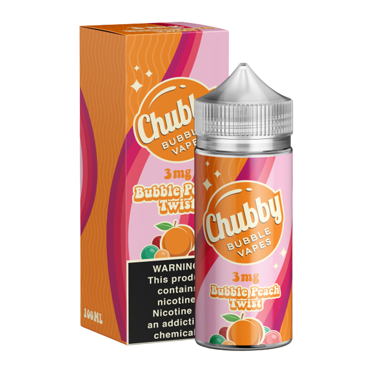 Chubby Bubble Vapes Nicotine E-Liquid 100ML Bubble Peach Twist