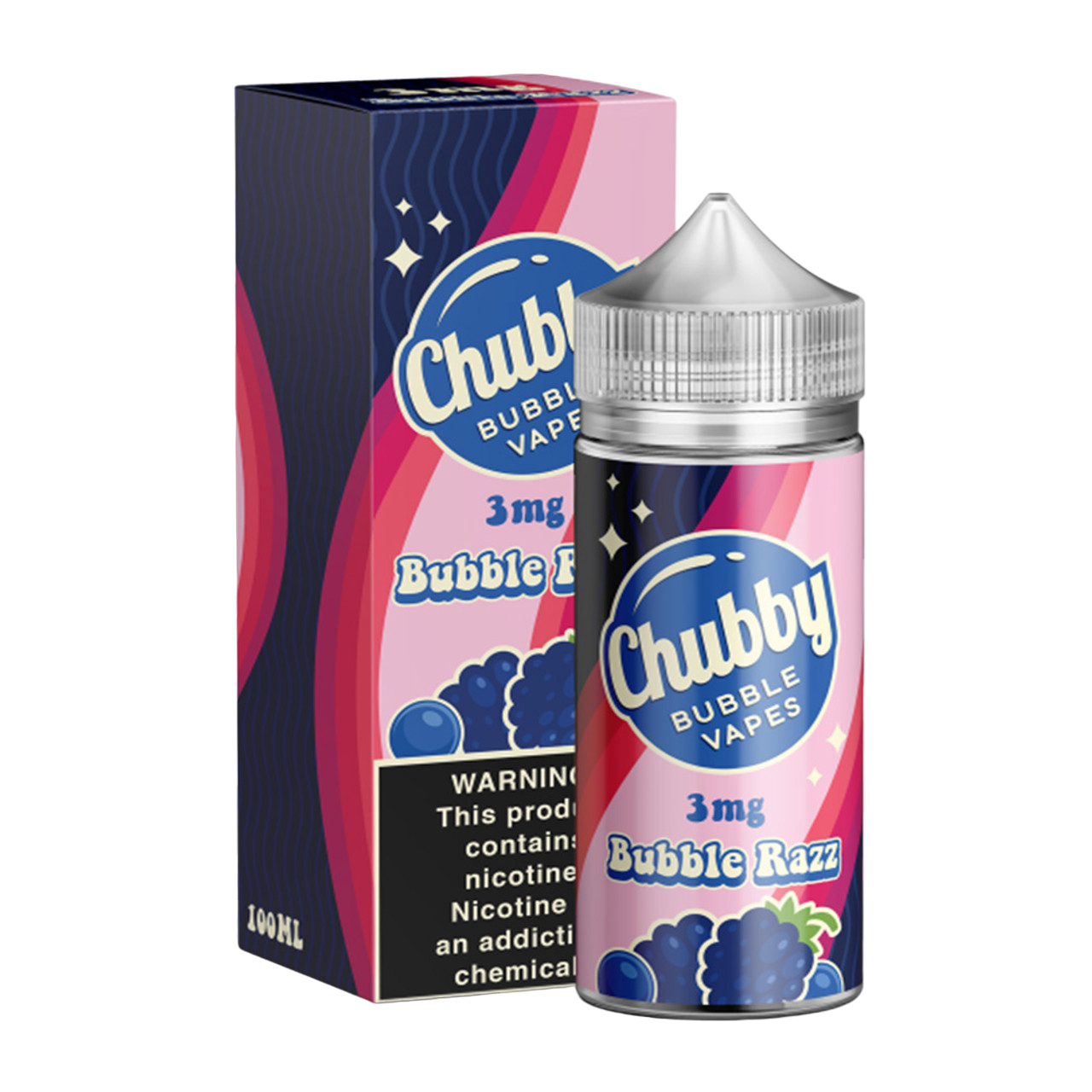 Chubby Bubble Vapes Nicotine E-Liquid 100ML Bubble Razz