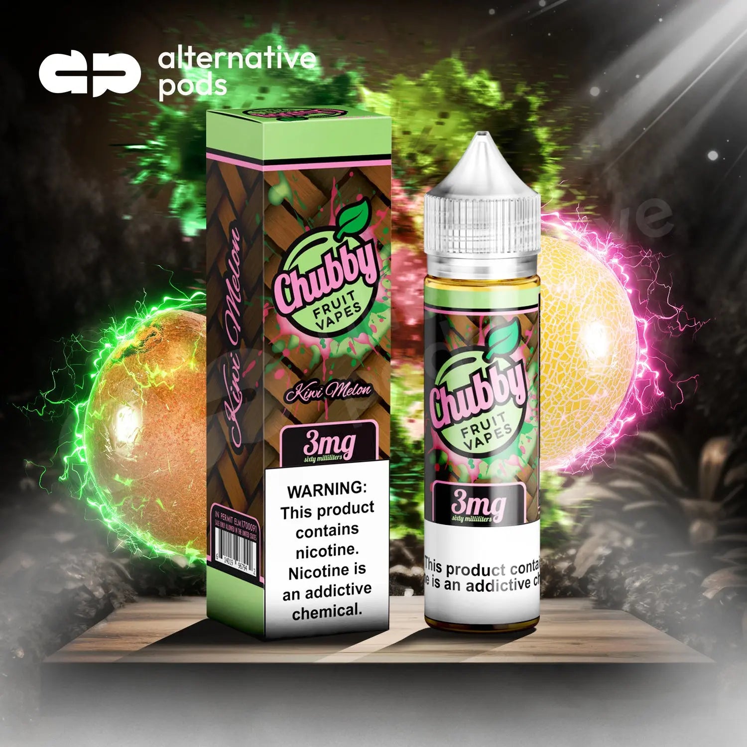 Chubby Fruit Vapes E-Liquid 60ML - Kiwi Melon 