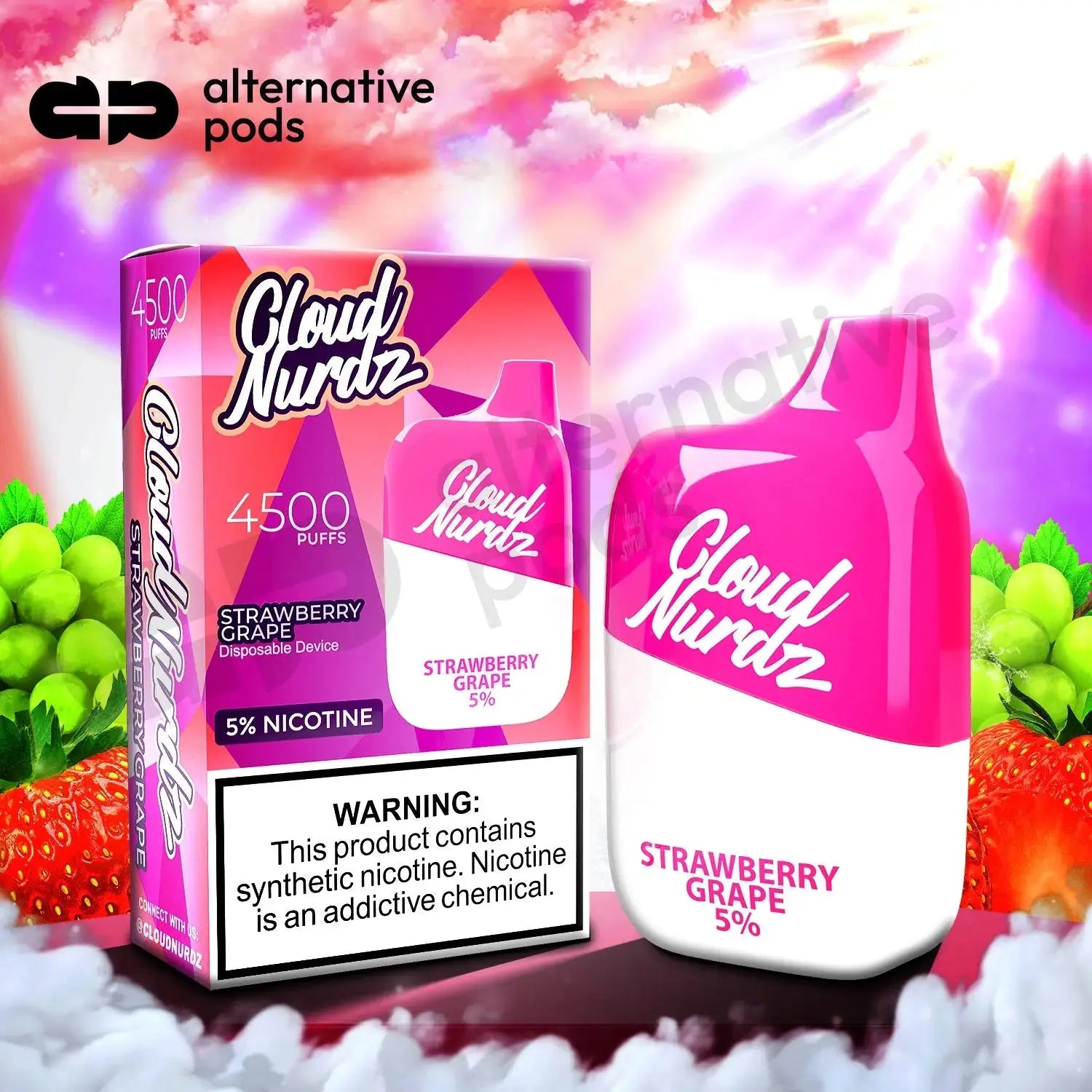 Cloud Nurdz 4500 Puffs Disposable Vape - Strawberry Grape 