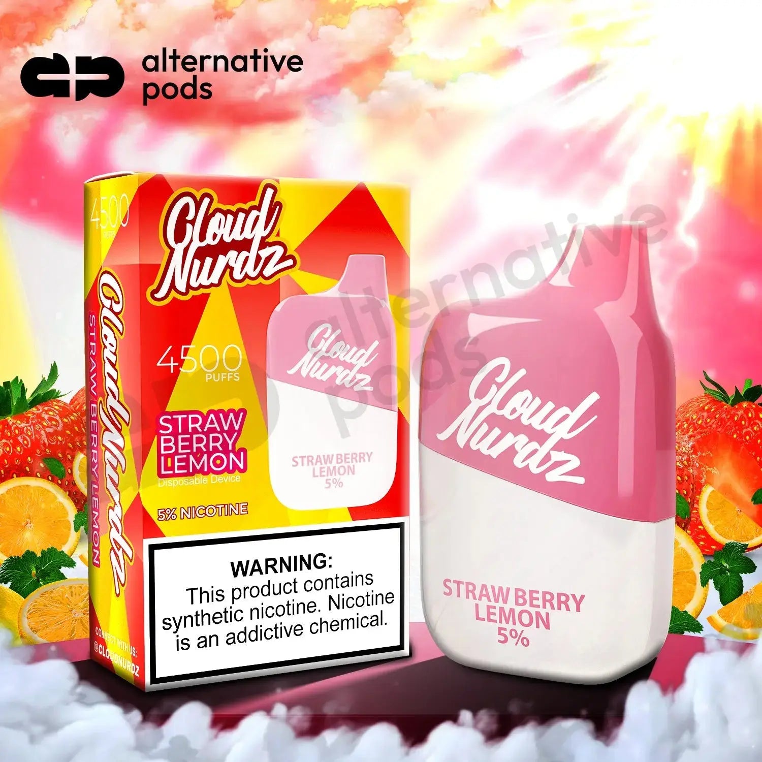 Cloud Nurdz 4500 Puffs Disposable Vape - Strawberry Lemon 